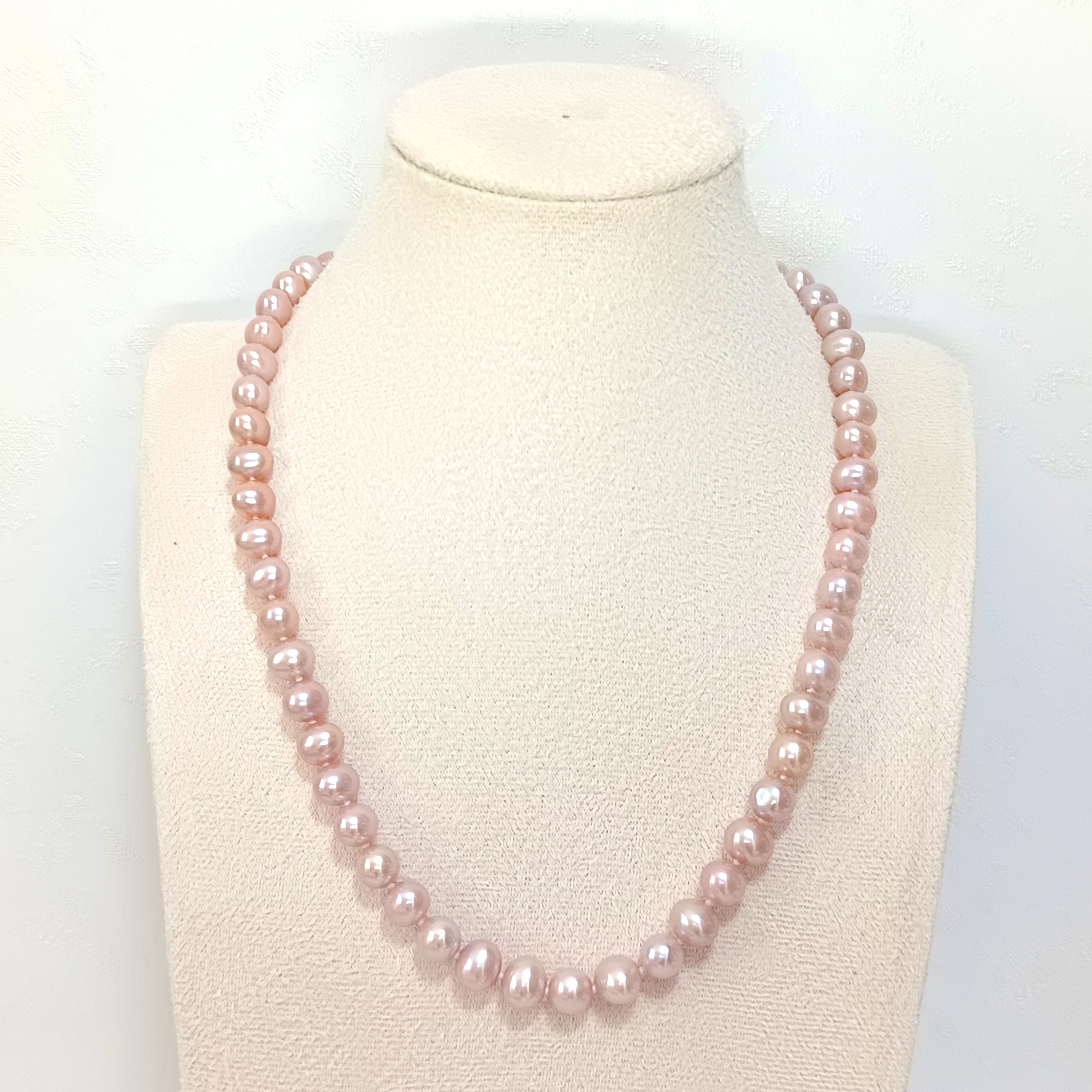 特價品‼️精品淡水無核近圓粉紫色珍珠925銀扣項鍊