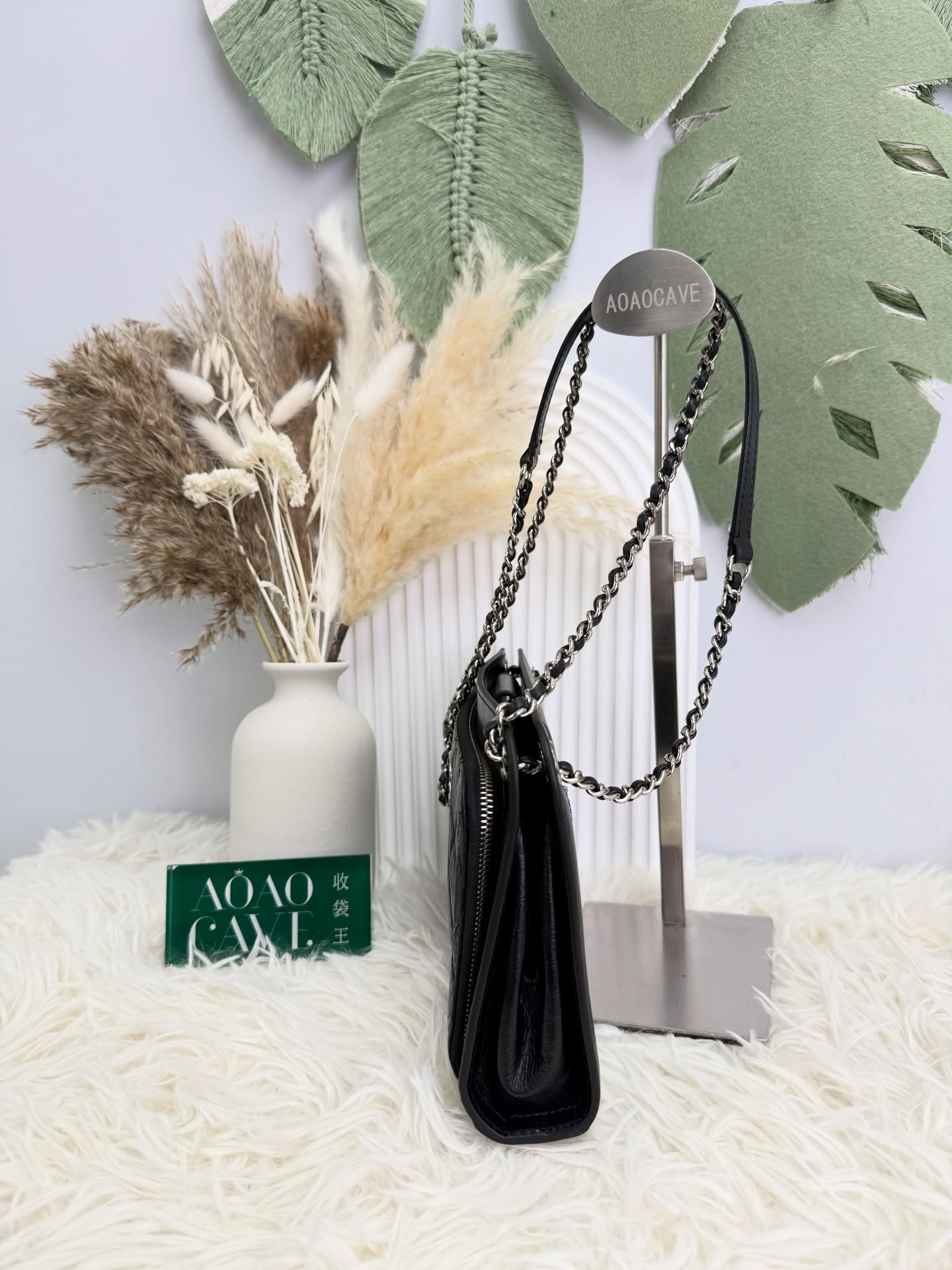 CHANEL 🤍PRE OWNED 🖤黑銀 斜孭腋下兩用 油臘皮🖤全套 