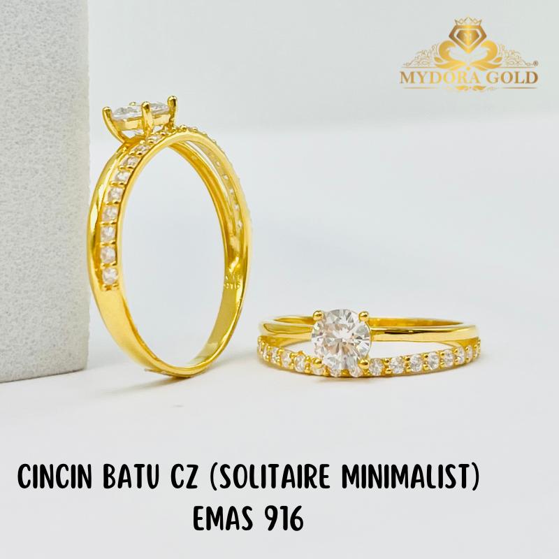 MYDORA EMAS 916 Cincin Batu CZ Solitaire Minimalist  EMAS 916/22K