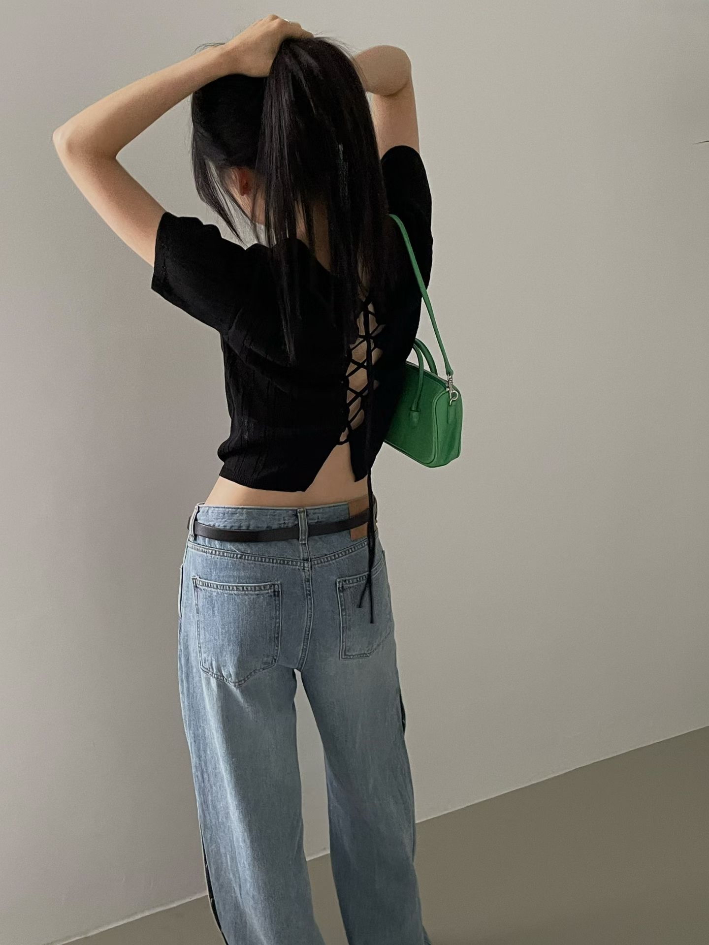 東大門女裝Find | ribbon knit top(可前後著)