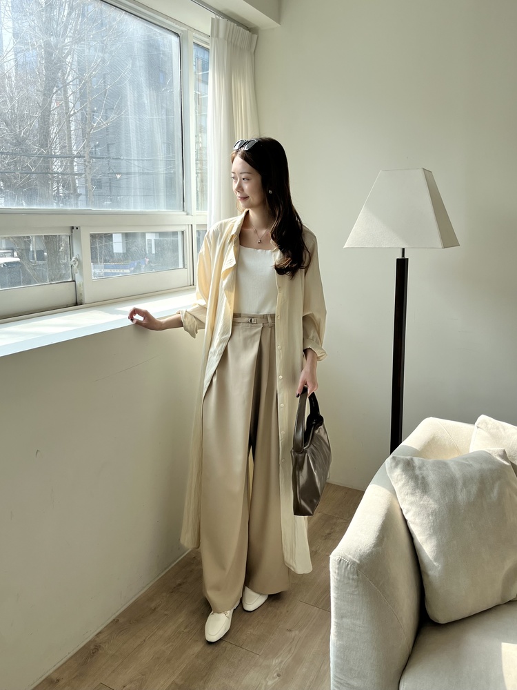 Asymmetric Wrap-Line Slacks (Beige)