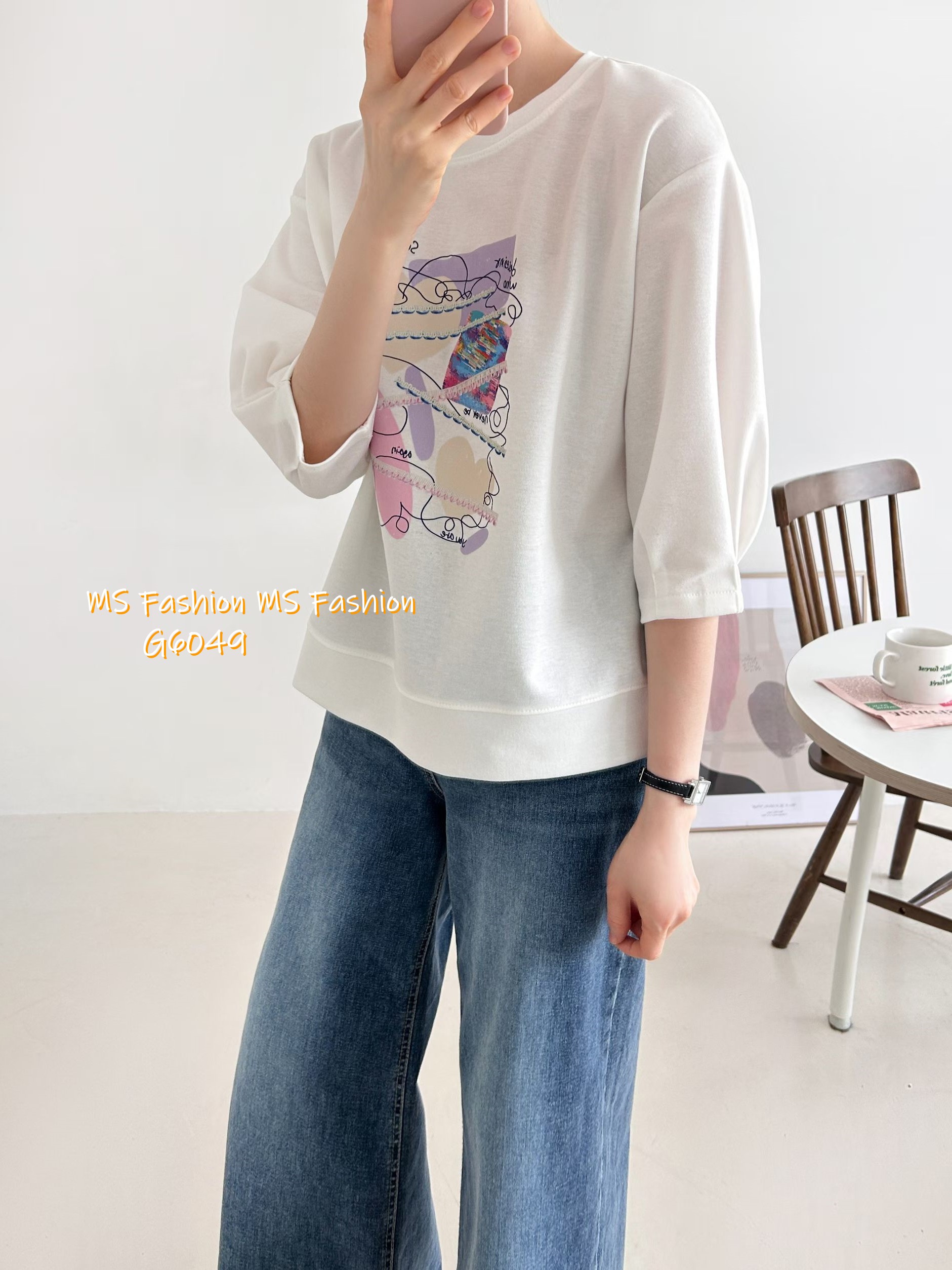 G6049 韓國🇰🇷特色幾何print top