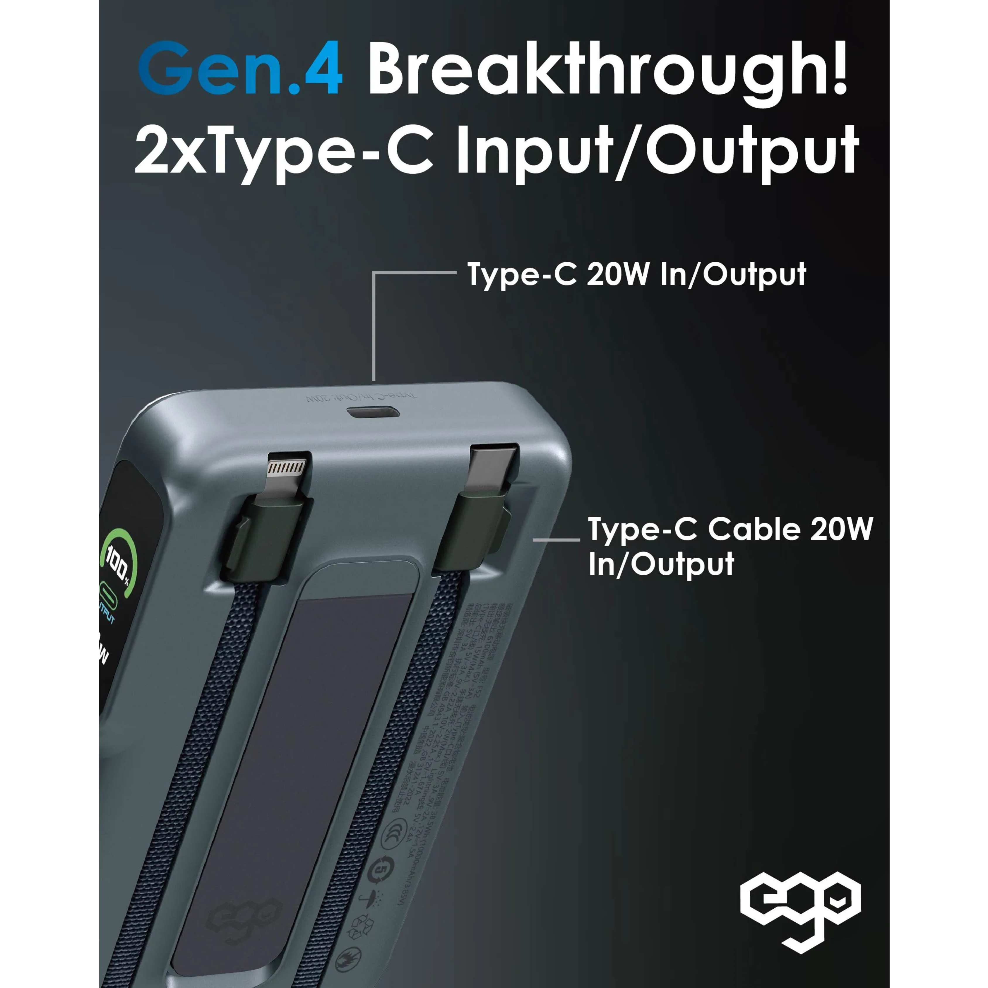 EGO AllyDelivery 4 @3C認證版.Magsafe 10000mAh 6in1 移動電源