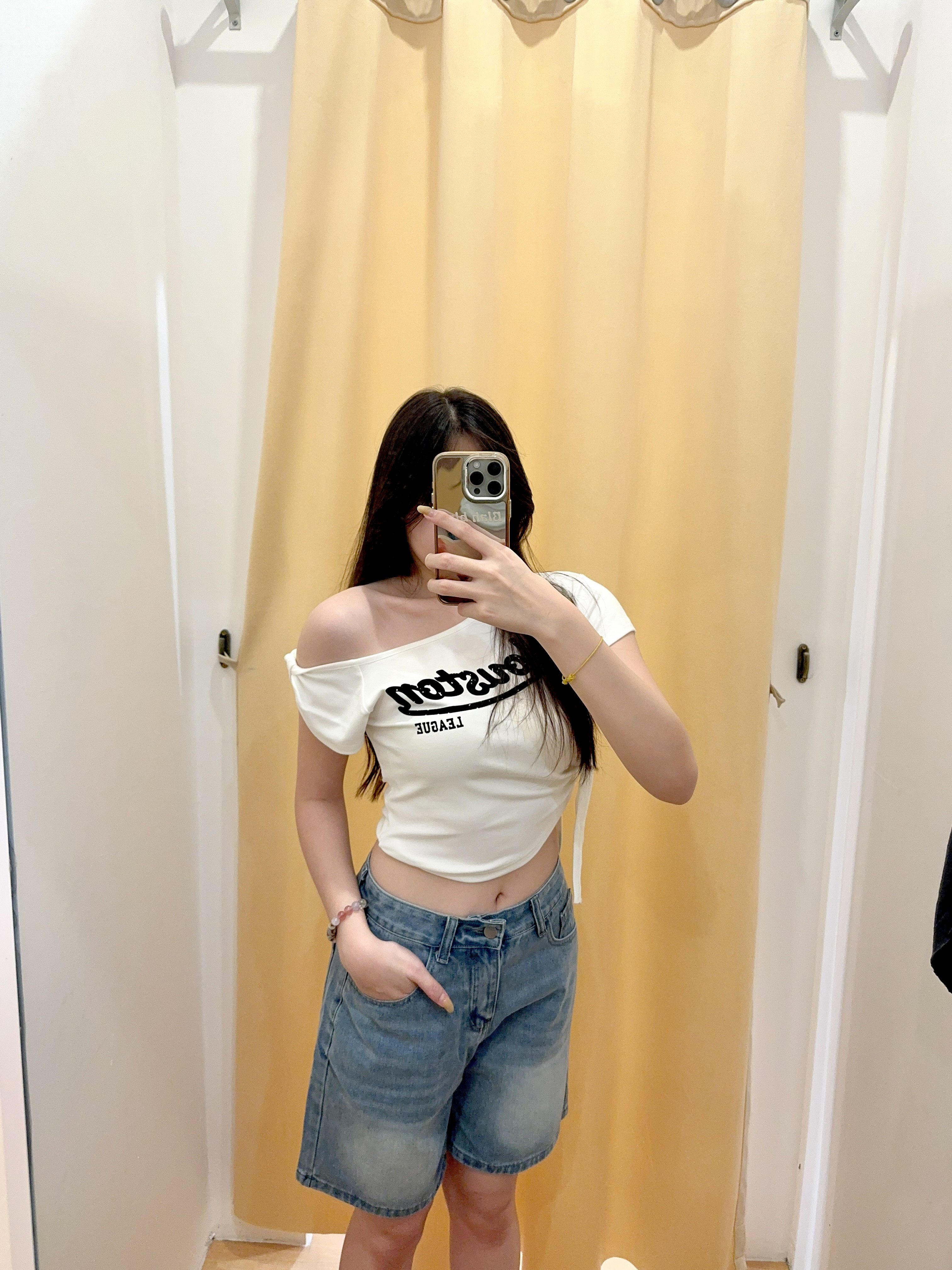 复古风五分牛仔裤 R2933