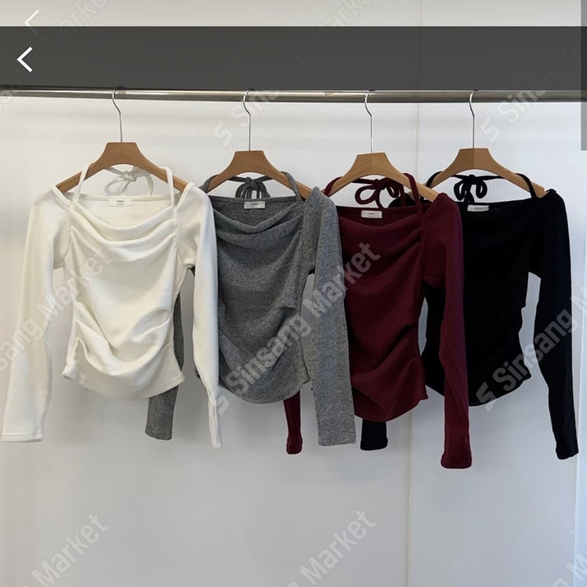 韓國燈芯絨掛頸一字膊