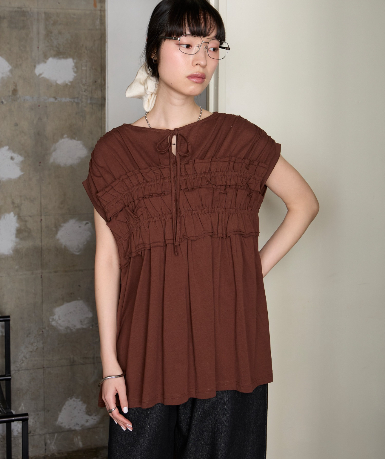 日本褶皺長款衫