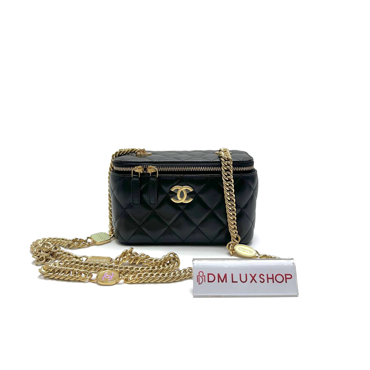 Chanel Black Vanity Case w/ Chain GHW (Microchip)