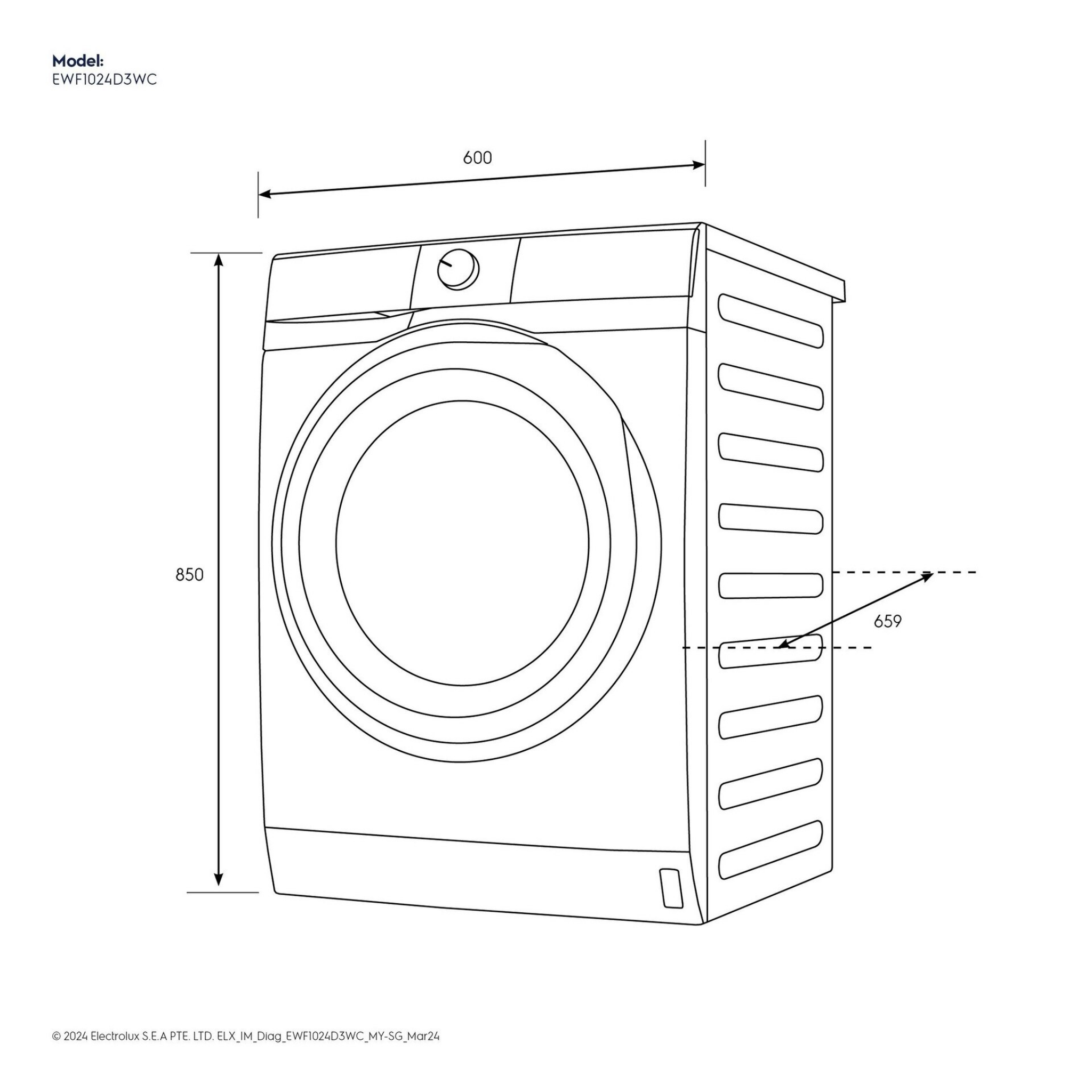 Electrolux 10kg UltimateCare 300 Front Load Inverter Washer (EWF1024D3WC)