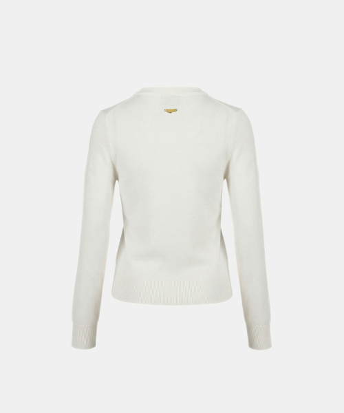 Fine Merino Wool Crewneck Cardigan - Cream