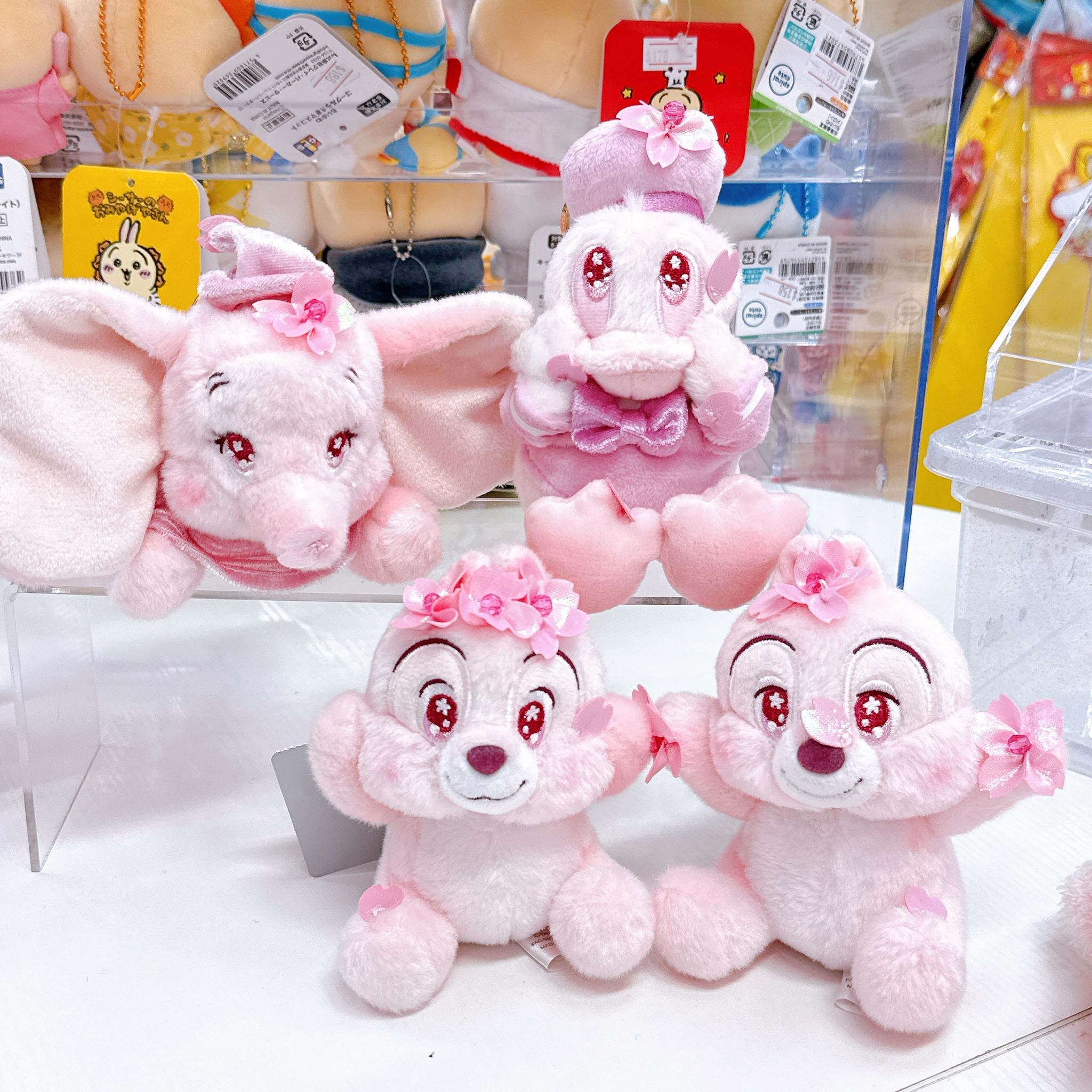 日本直送東京迪士尼小飛象chip and dale唐老鴨櫻花系列公仔掛飾