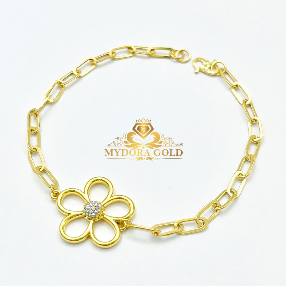 MYDORA Rantai Tangan Fesyen Paperclip + Bunga Daisy Manis l EMAS 916/22K