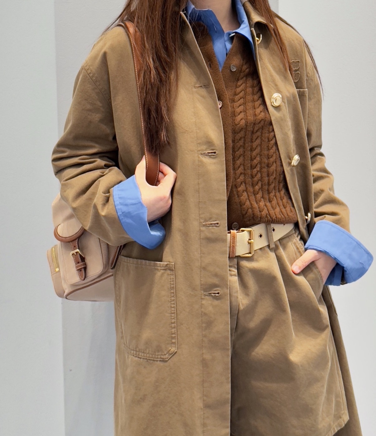 精選貨品優惠💖新色🆕訂貨📮MIUMIU Large backpack   Size 29.5x25x12.5cm Color: Cord Beige/Brandy