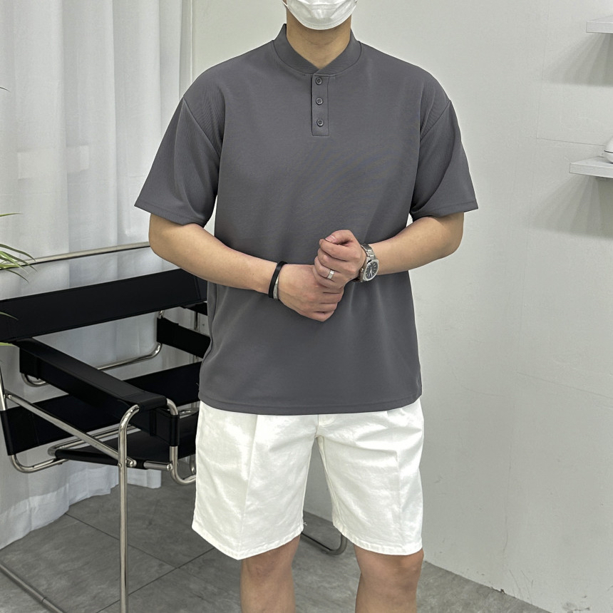 BEST | 🇰🇷亨利領3鈕扣Tee 