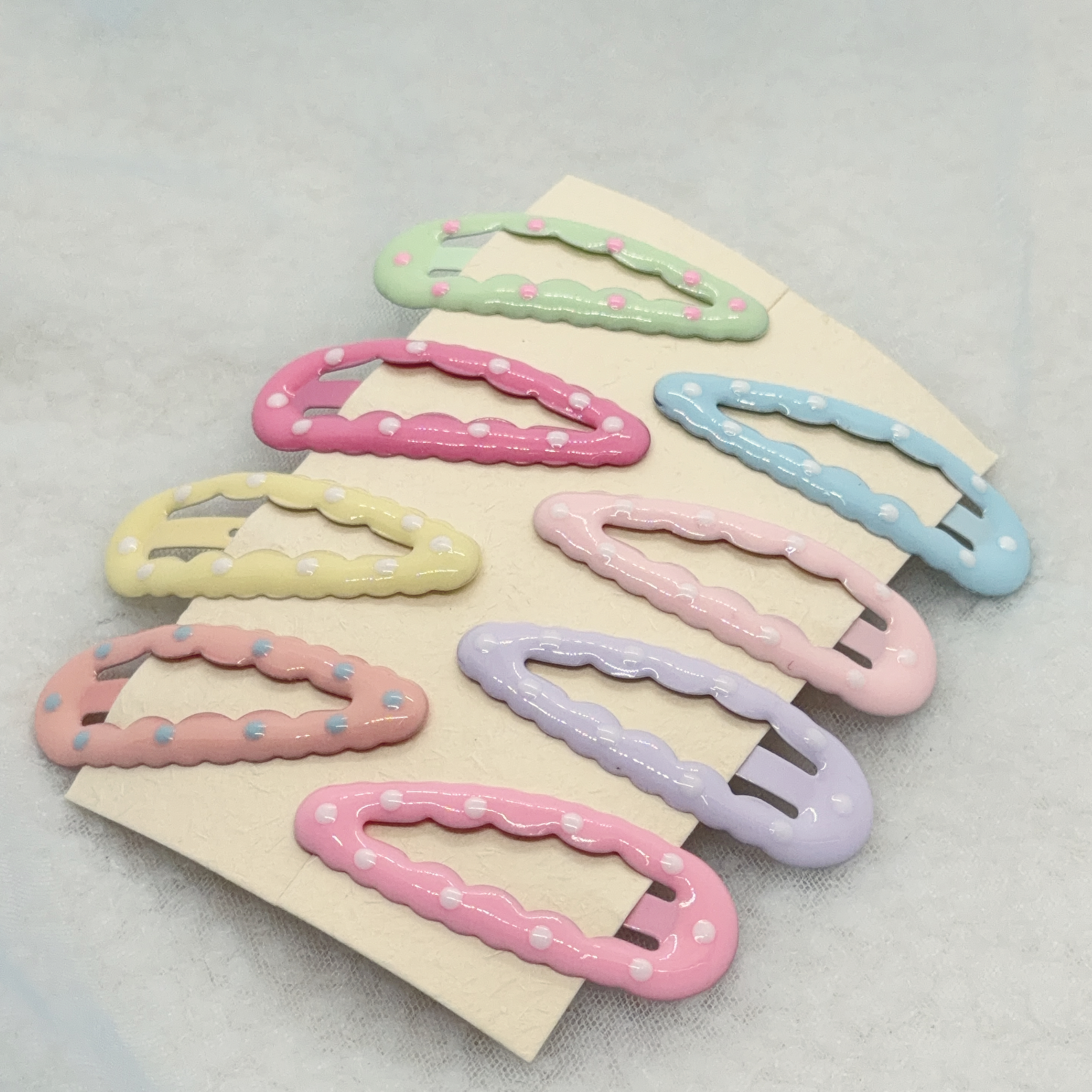 粉彩色圓點造型 5cm snap clip (8pcs/set)