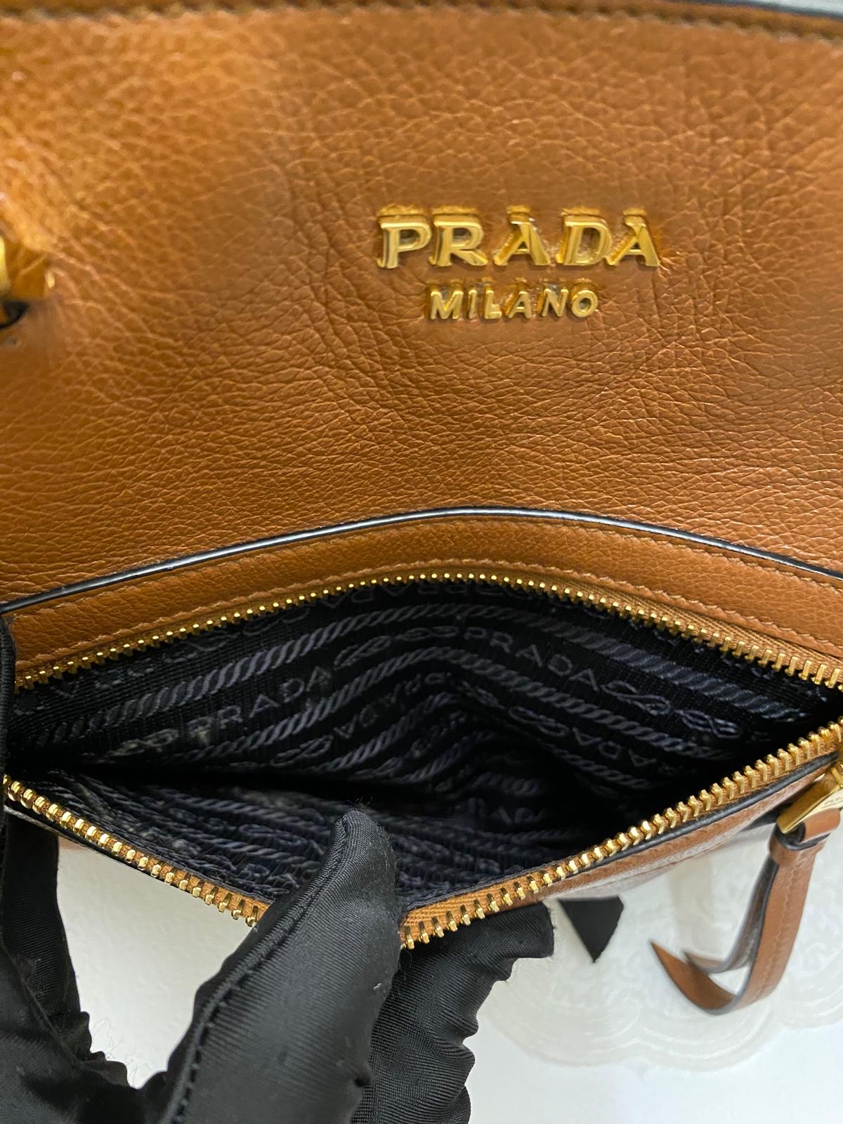 Prada Daino Leather Tote Bag (Cognac)