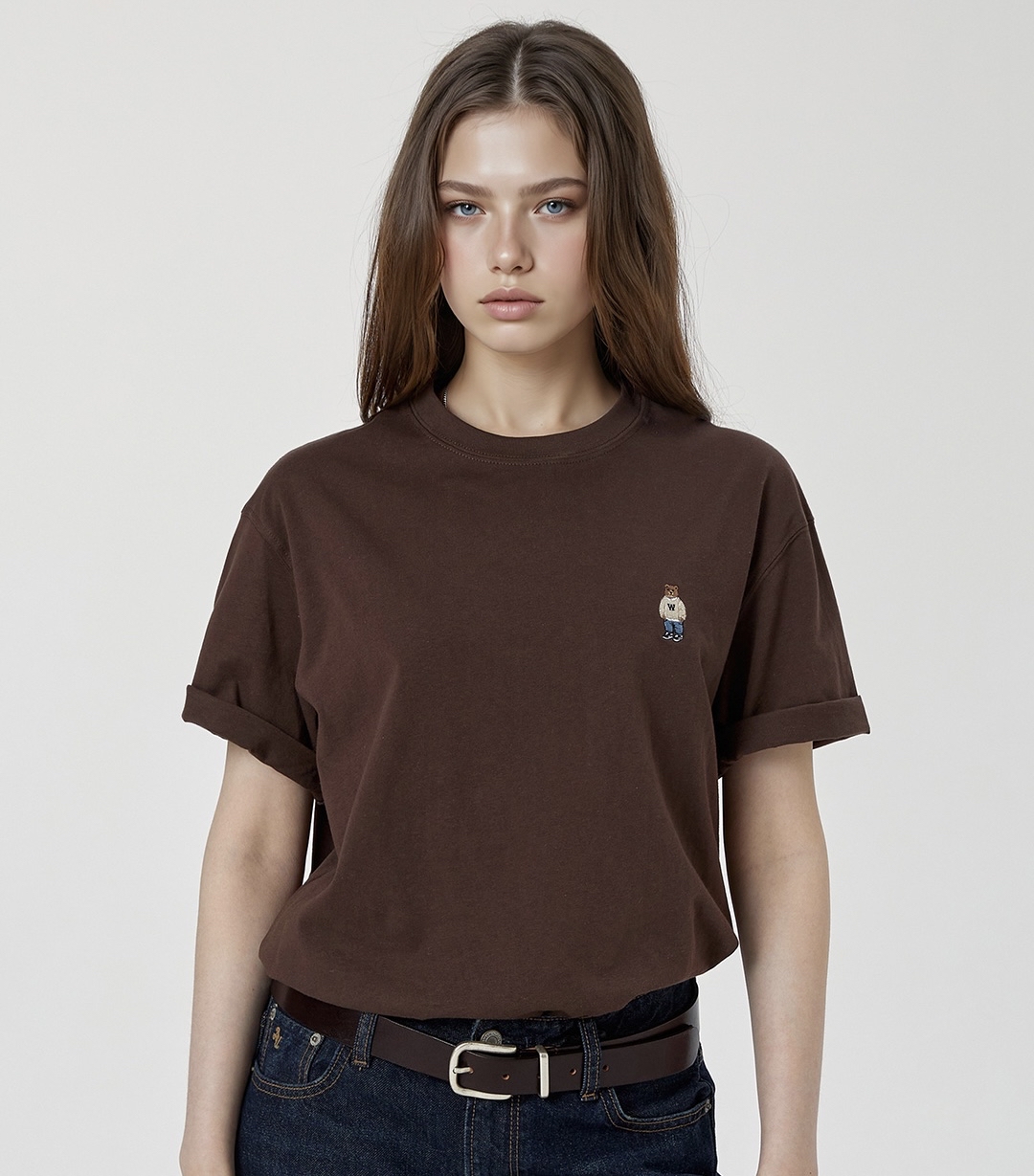 🇰🇷韓國Who A U 刺繡小熊短袖Tee （2件套）