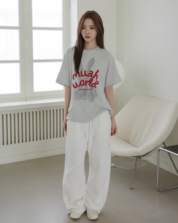 MuahMuah RABBIT MUAH RAGLAN HALF T-SHIRT