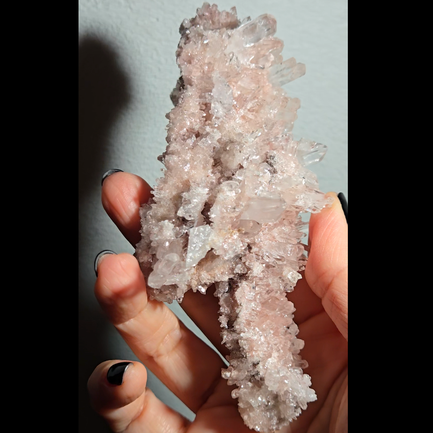 Extra pink pink Lemurian cluster with crystals on both sides - LQ194