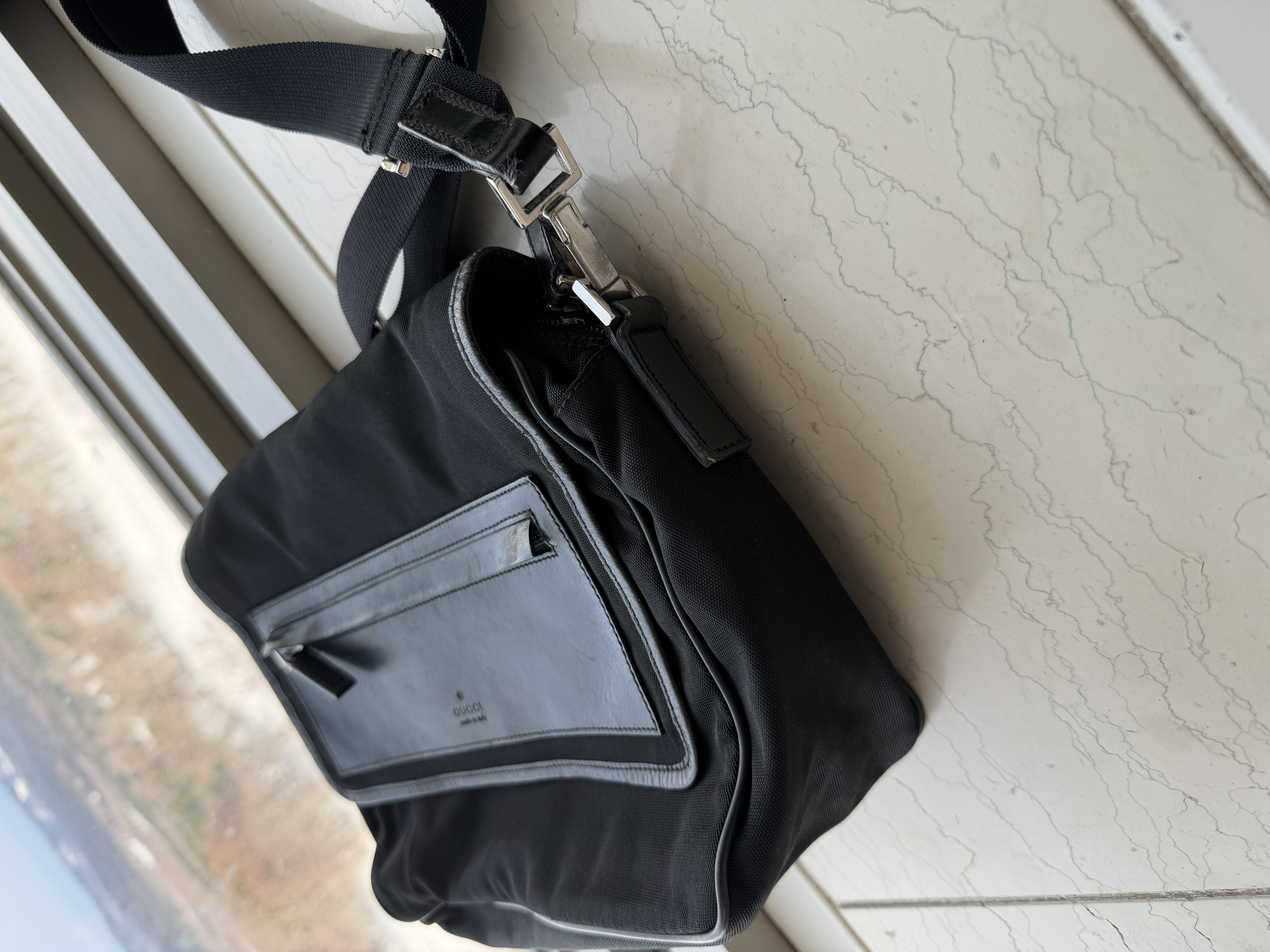 Gucci black黑色 nylon /leather crossbody bag 