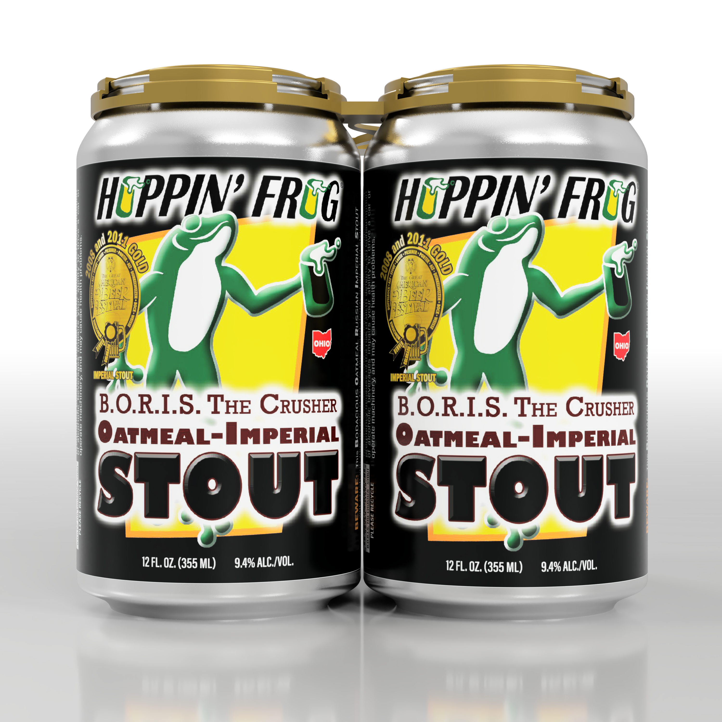 Hoppin' Frog B.O.R.I.S. THE CRUSHER / BITE OF THE BEAST BARLEY WINE / BARREL AGED Q.O.R.I.S. THE QUASHER / BOURBON BARREL-AGED PEANUT BUTTER HAZELNUT CARAMEL CHOCOLATE CAKE STOUT