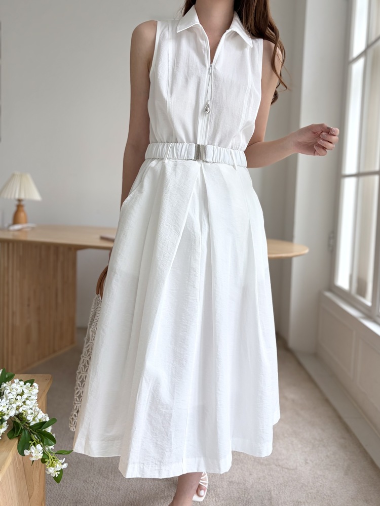 Jardin Belted Zip-Front Dress