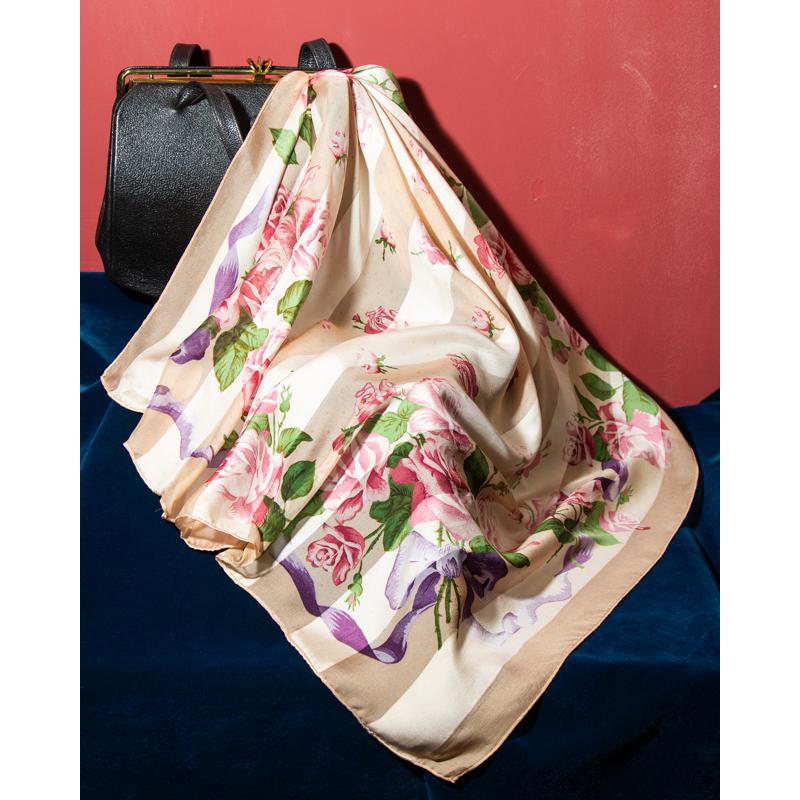 Romantic Vintage Beige & Brown Stripe Sheer Summer Scarf (CA076)