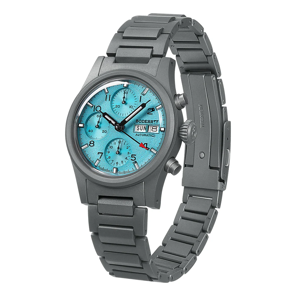 Boderry Landmaster Titanium Chronograph Automatic -  BD-A18T-07B Ice Blue 