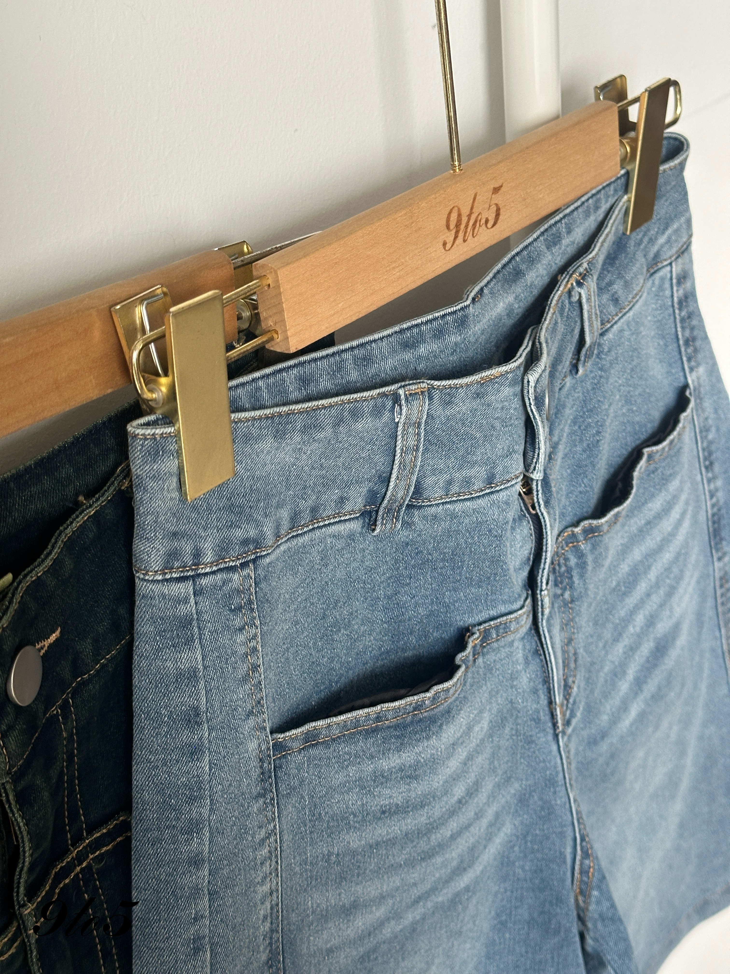 S1818 Denim Midi Pants - Light Blue & Vintage Blue