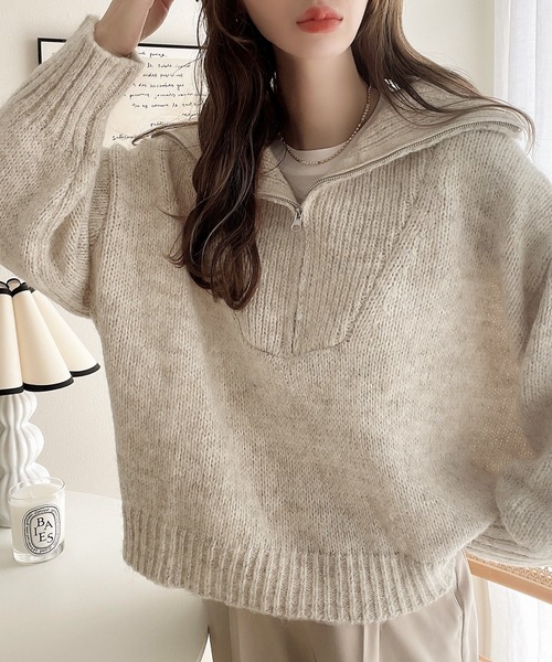 水手領半拉鏈針織上衣【JT024】