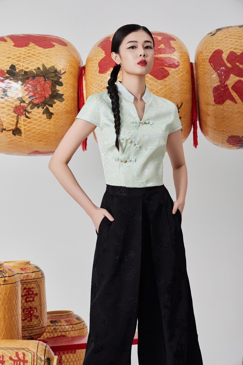 提花旗袍上衣 2617