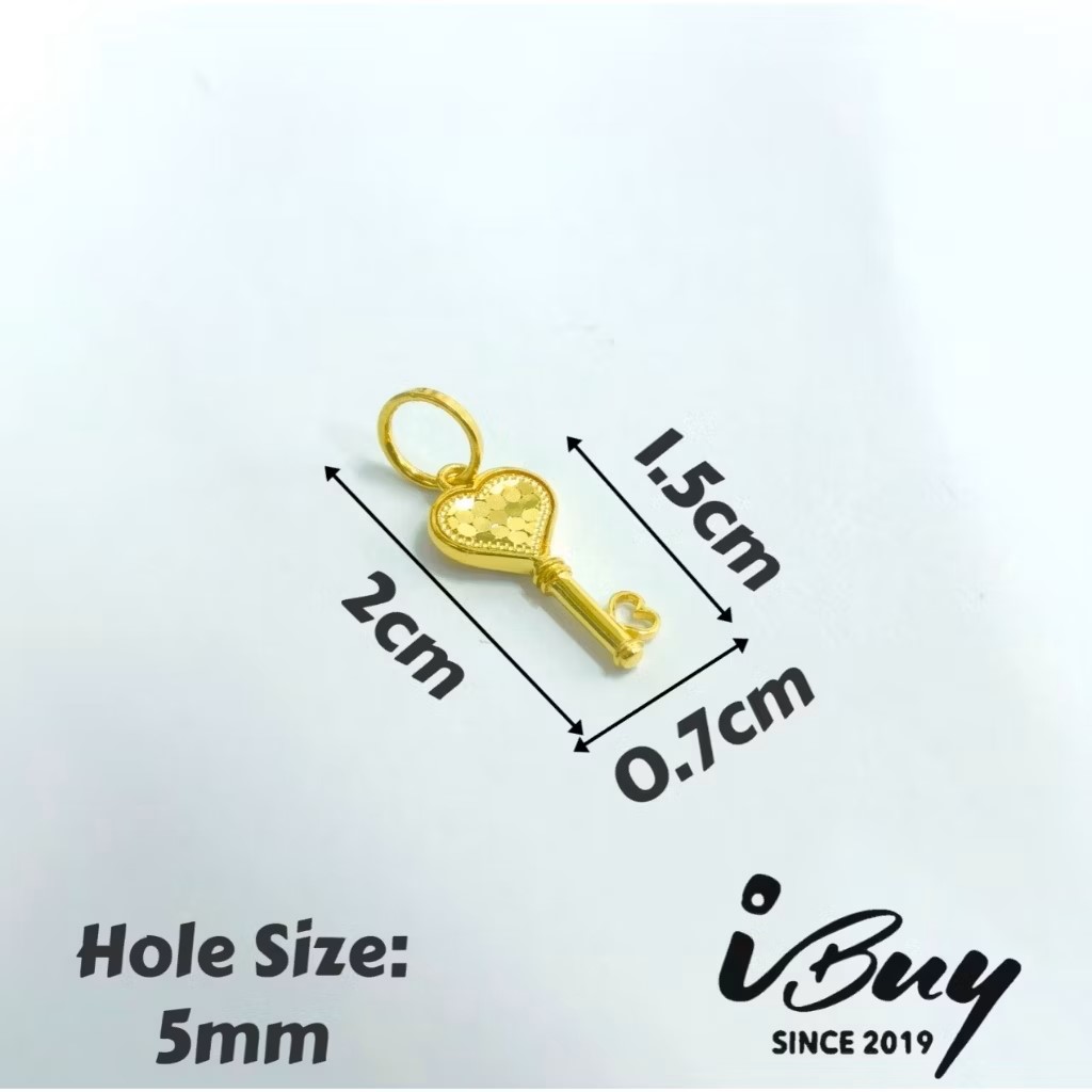 916 GOLD HONEYCOMB LOVE KEY PENDANT 916 金 爱心峰窝钥匙吊坠