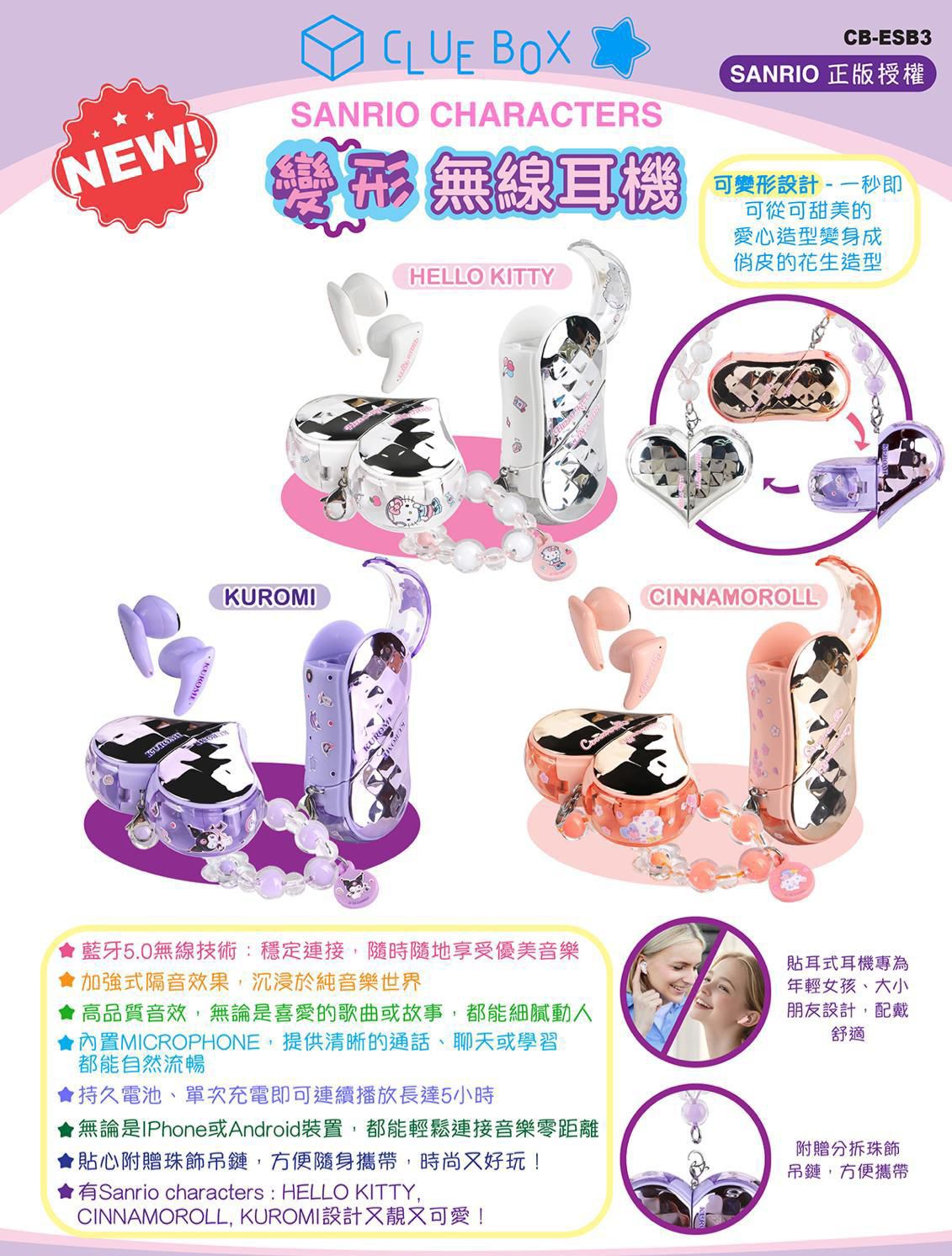 $198盒。Clue Box x Sanrio Character 變形無線耳機