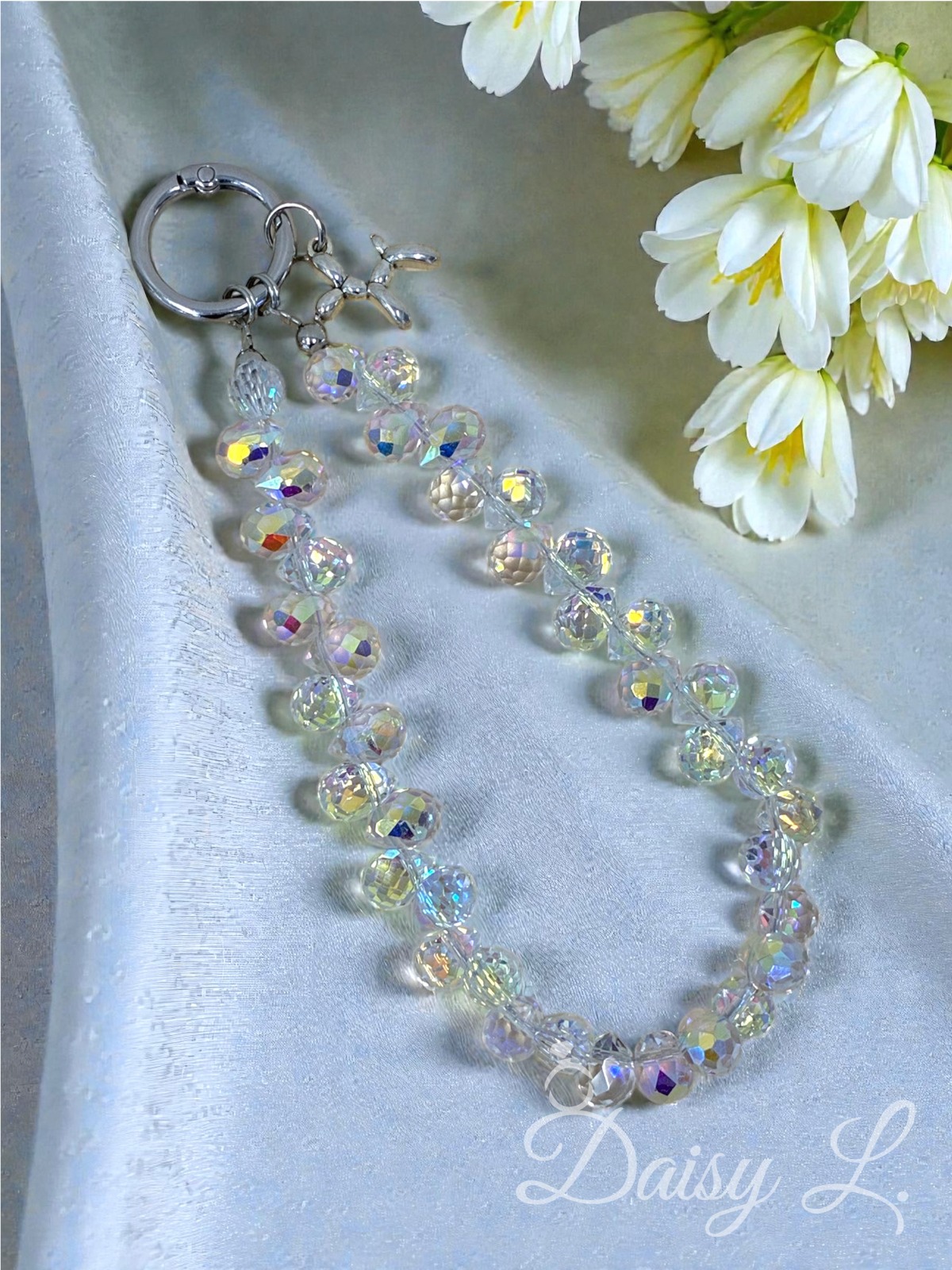 炫彩水晶氣球狗手機掛繩