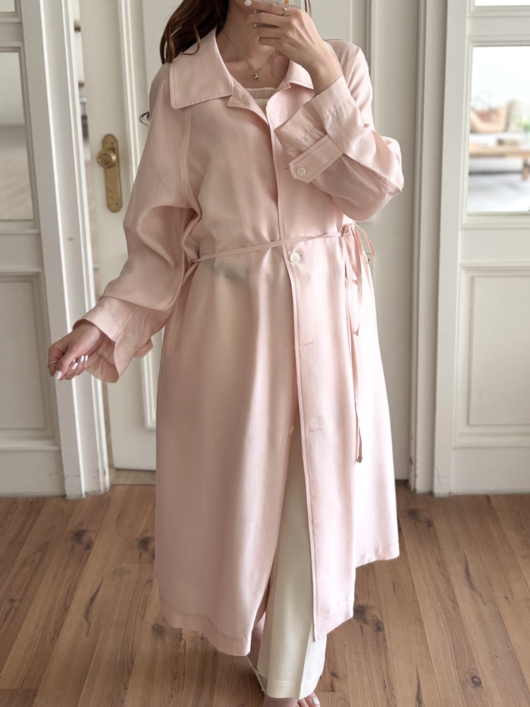Silky Belted Trench Coat (Pink)