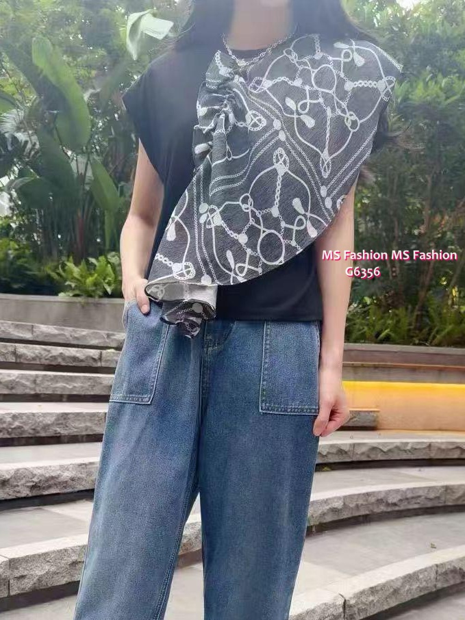 G6356 特色print拼布top