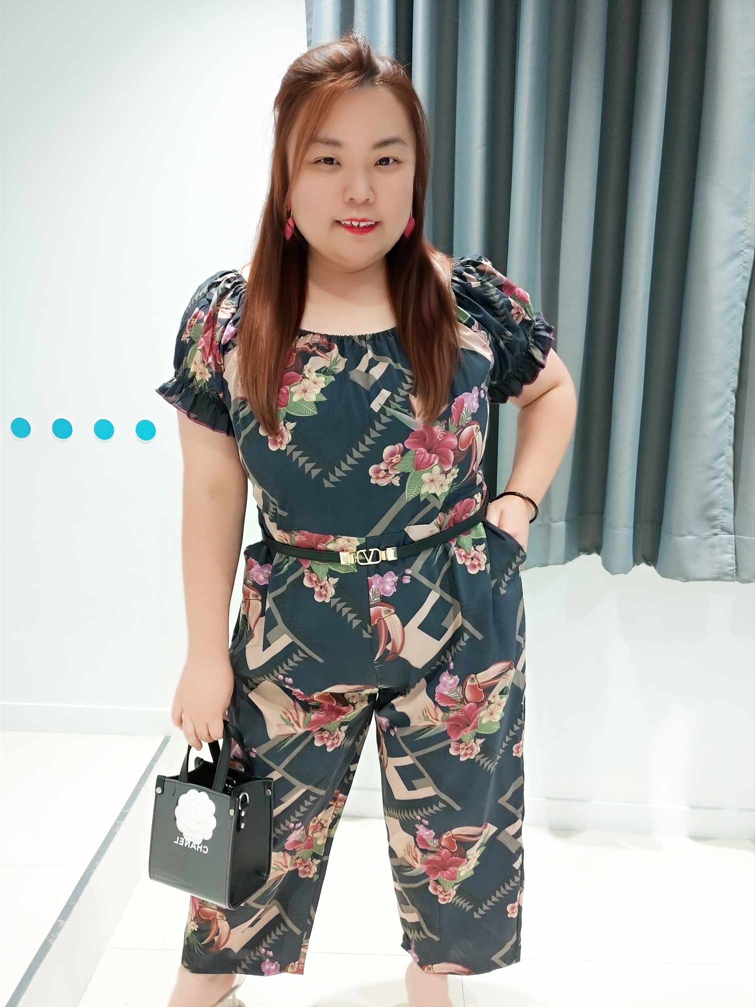 ENA11 THH13/TMD11 泡泡袖大花卉连身长裤 (胸围 100-130CM) (腰围 30-50寸)