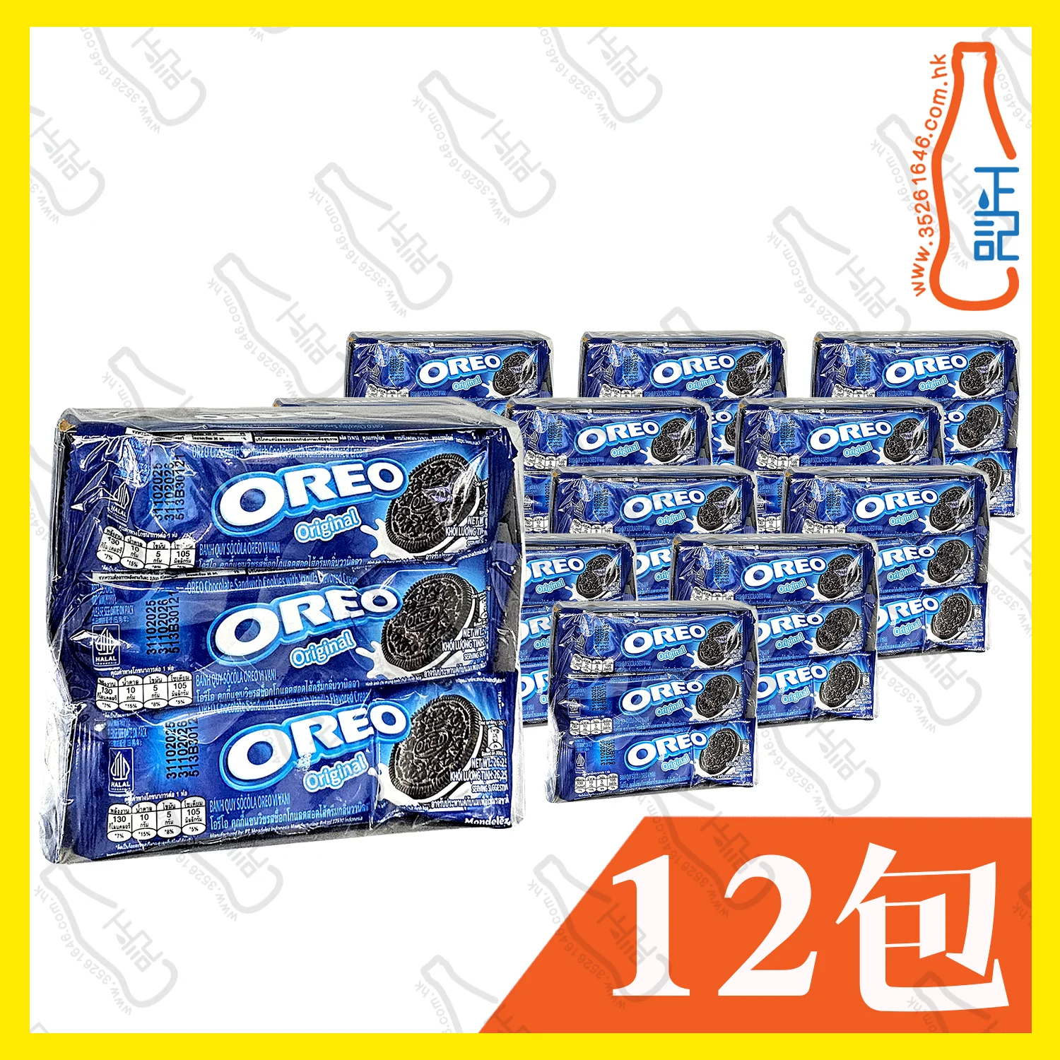 (透明袋) OREO 原味夾心餅 12條裝 x【12包】/箱