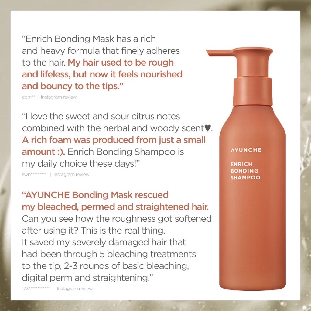 AYUNCHE Enrich Bonding Shampoo 髮纖強化修復洗髮液 （極度受損髮質適用，強韌髮絲） 1000g 