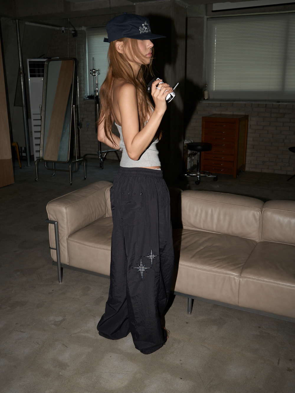 Star Embellished Nylon Pants
