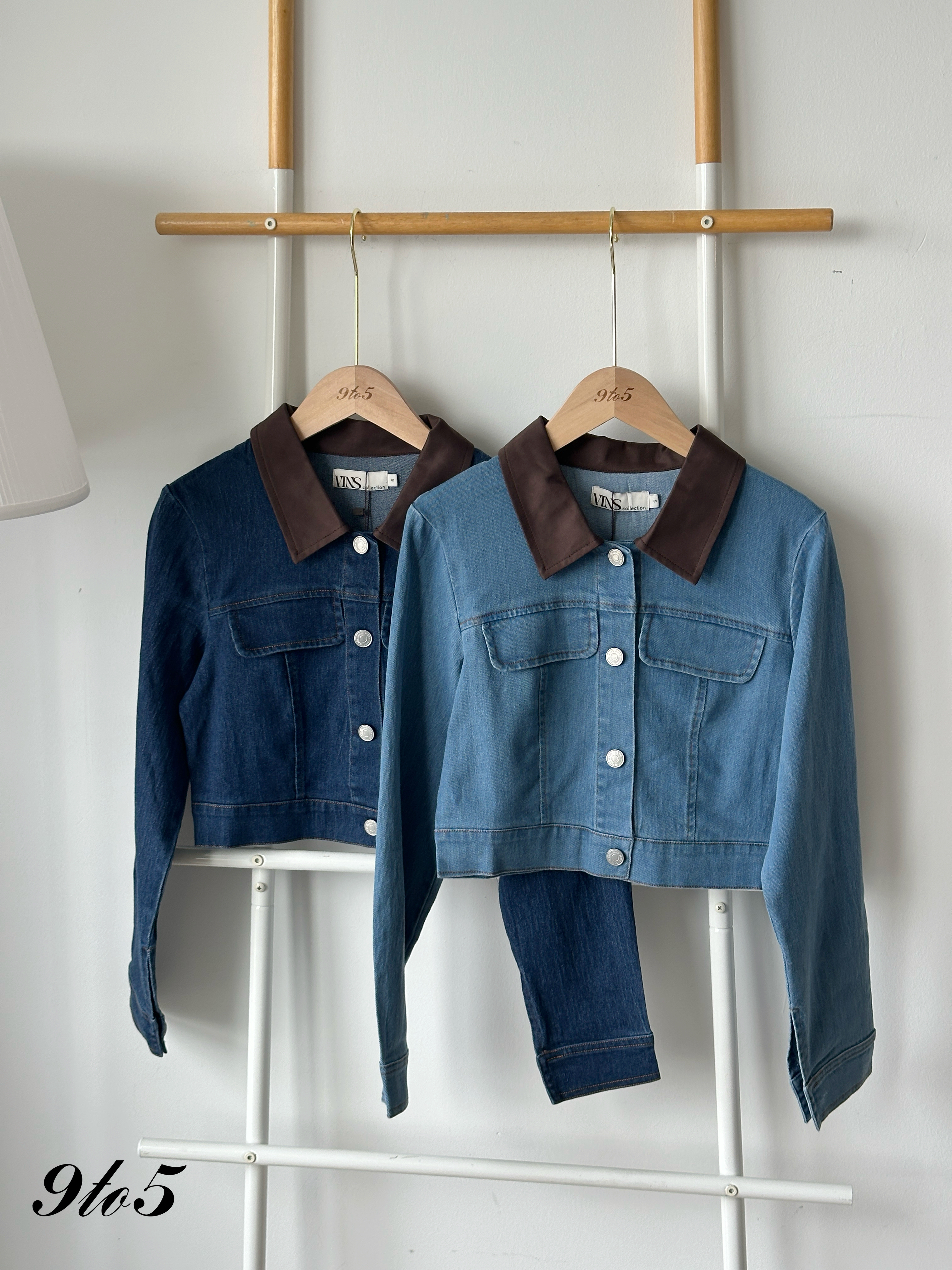 T4218 Brown Collar Denim Jacket - 3 Colors 