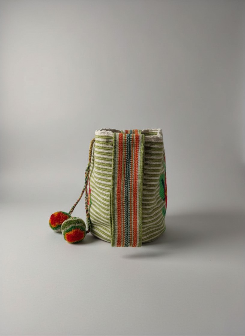 【背得起嘅藝術品】哥倫比亞正宗 Wayuu Mochila 手工民族編織袋  [預計 : 6月中至尾發貨] (PO-WY-GRNRED-F03)