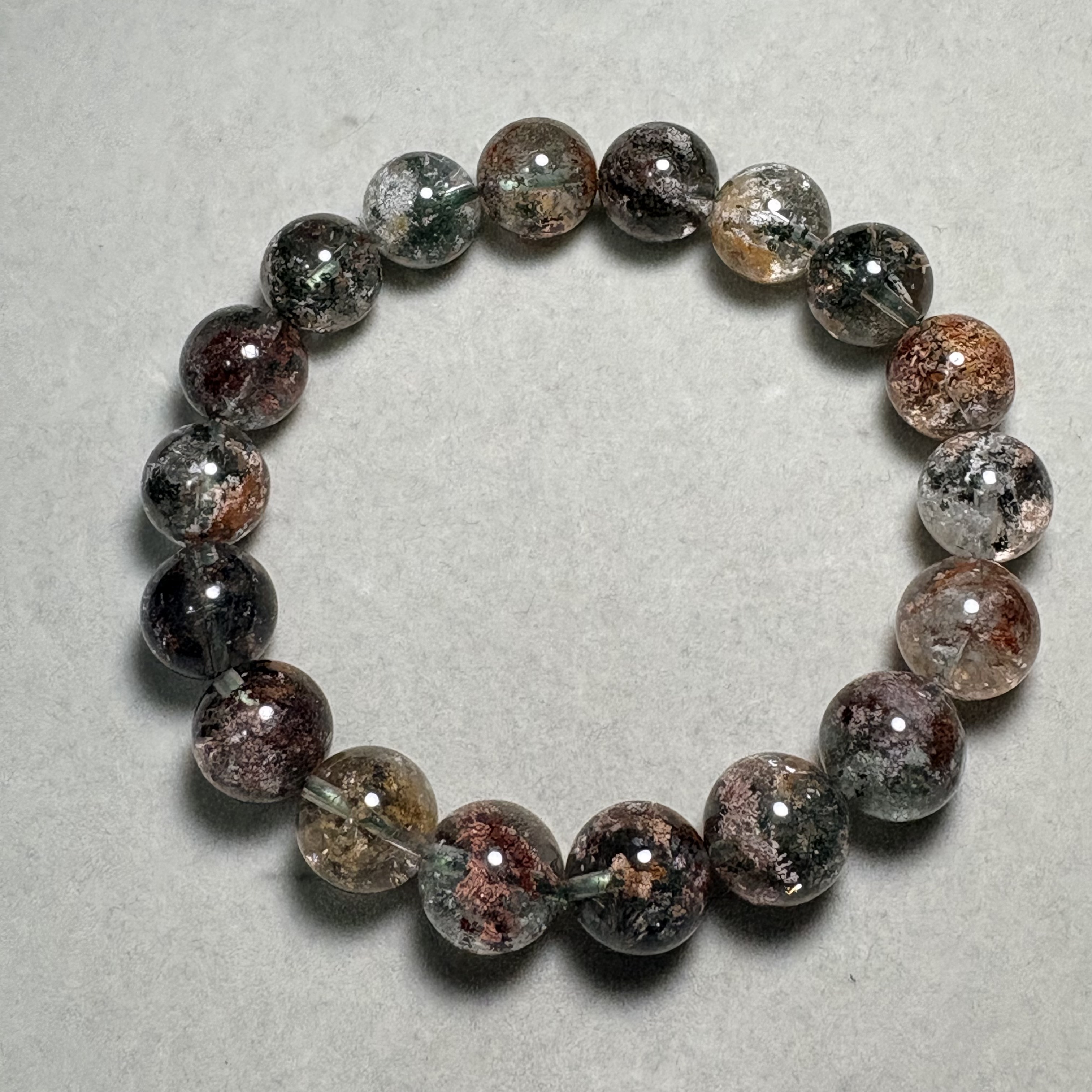 11mm彩幽靈四季平安晶石手串No.2725