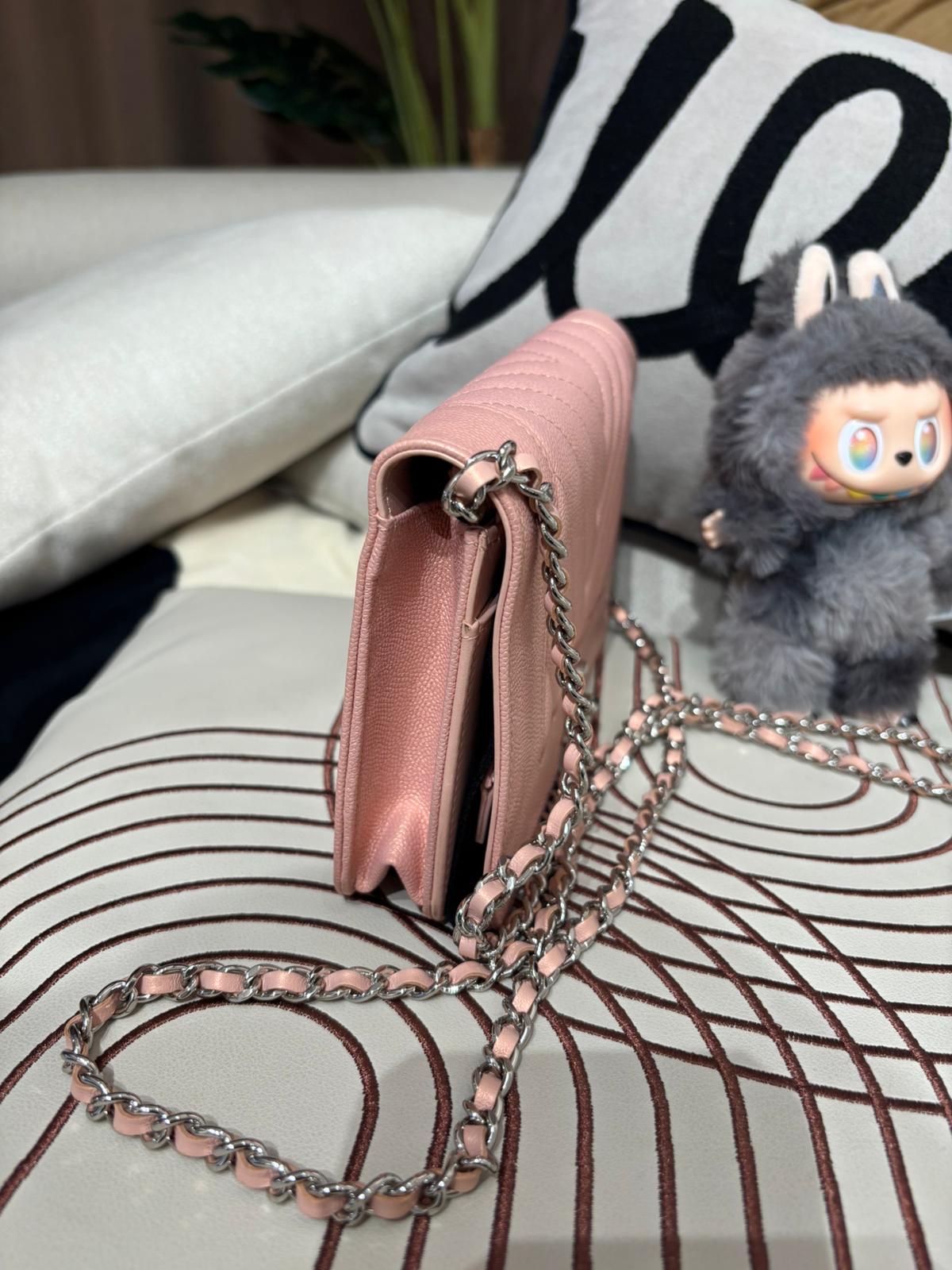 Chanel wallet on chain A93749,荔枝牛皮 100%Authentic ,95%new ✅收據副本✅29card✅ dust bag✅盒