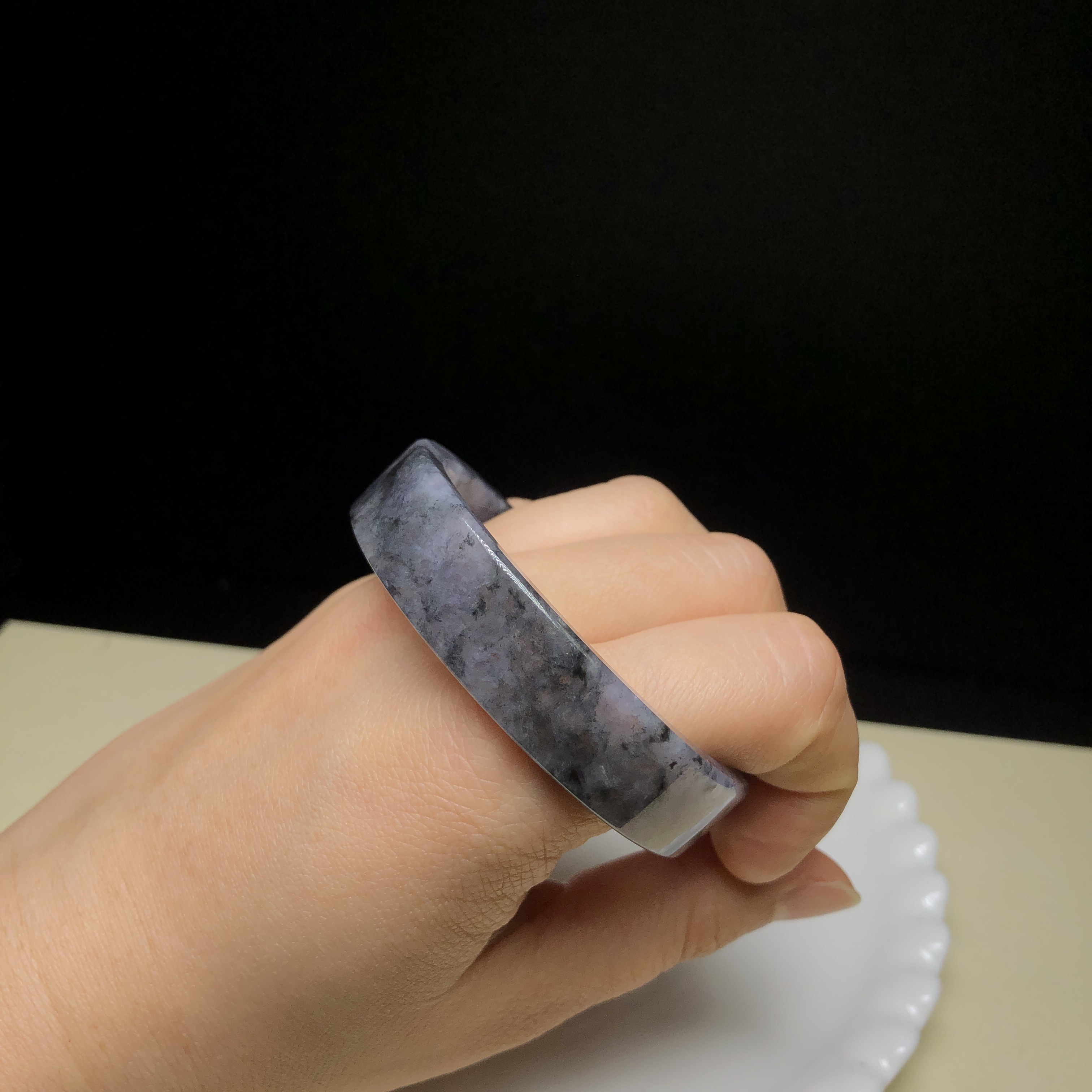 紫底烏雞山水方鐲52mm C06238