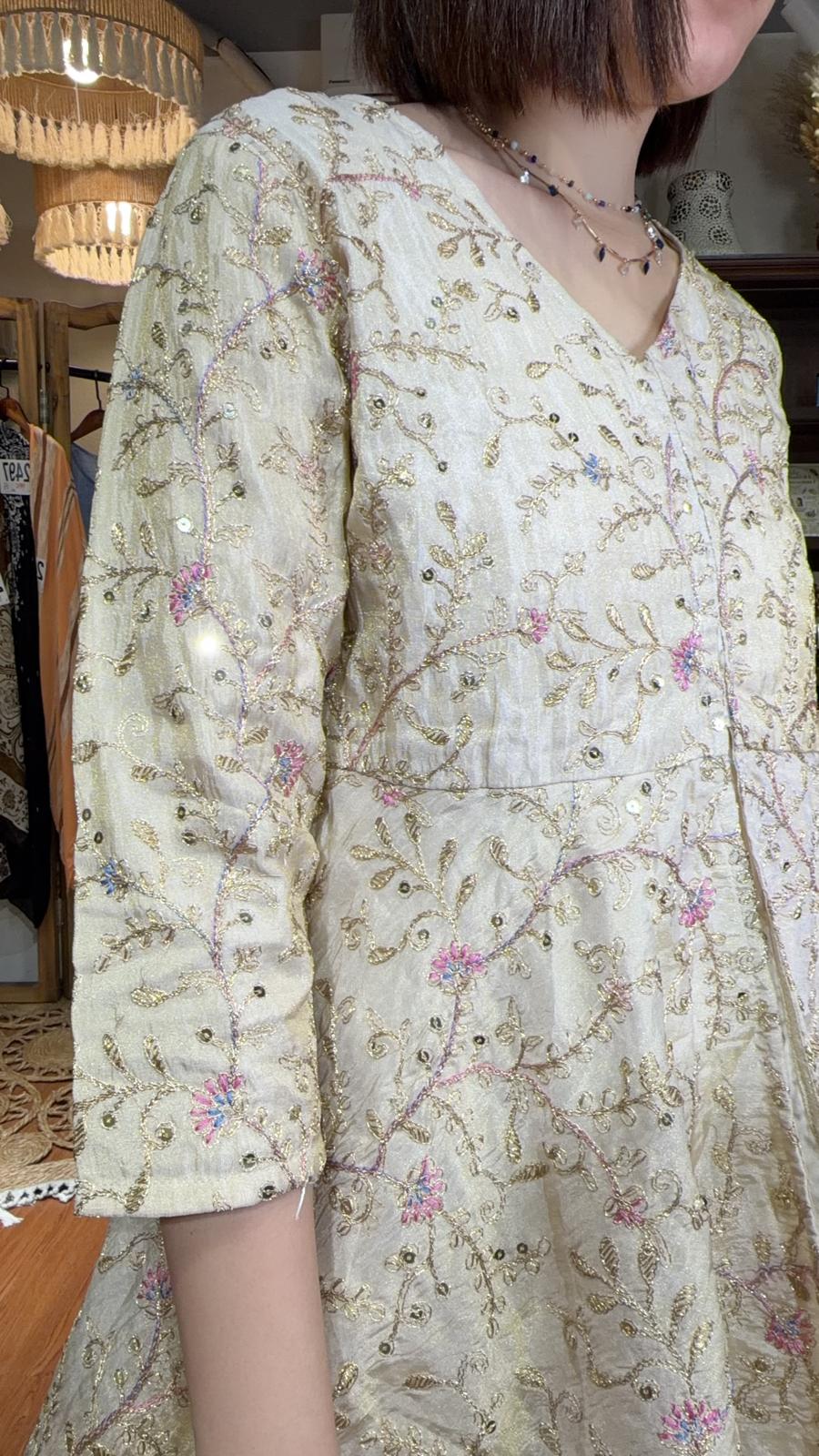 2513 Champagne Full Emb. 2 Way Jacket / Top