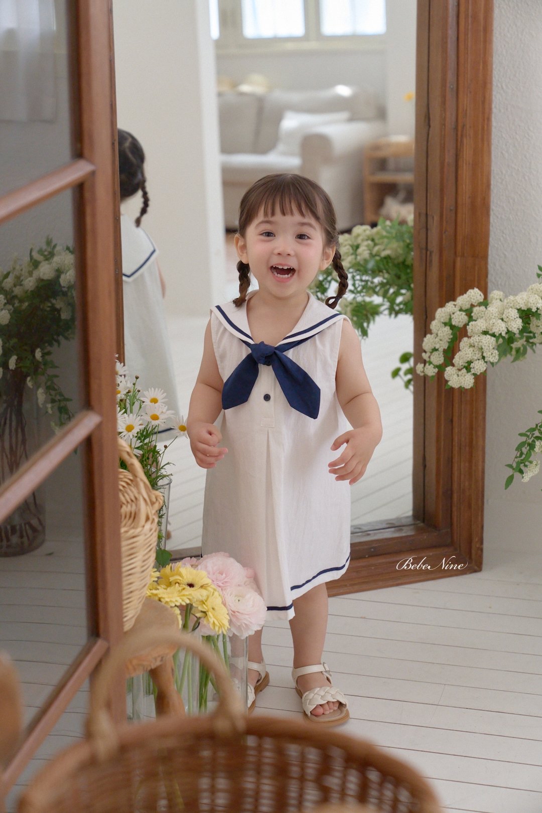 ☀️預訂 韓國直送☀️🇰🇷Bebenine兩色海洋風水手領巾背心連身裙