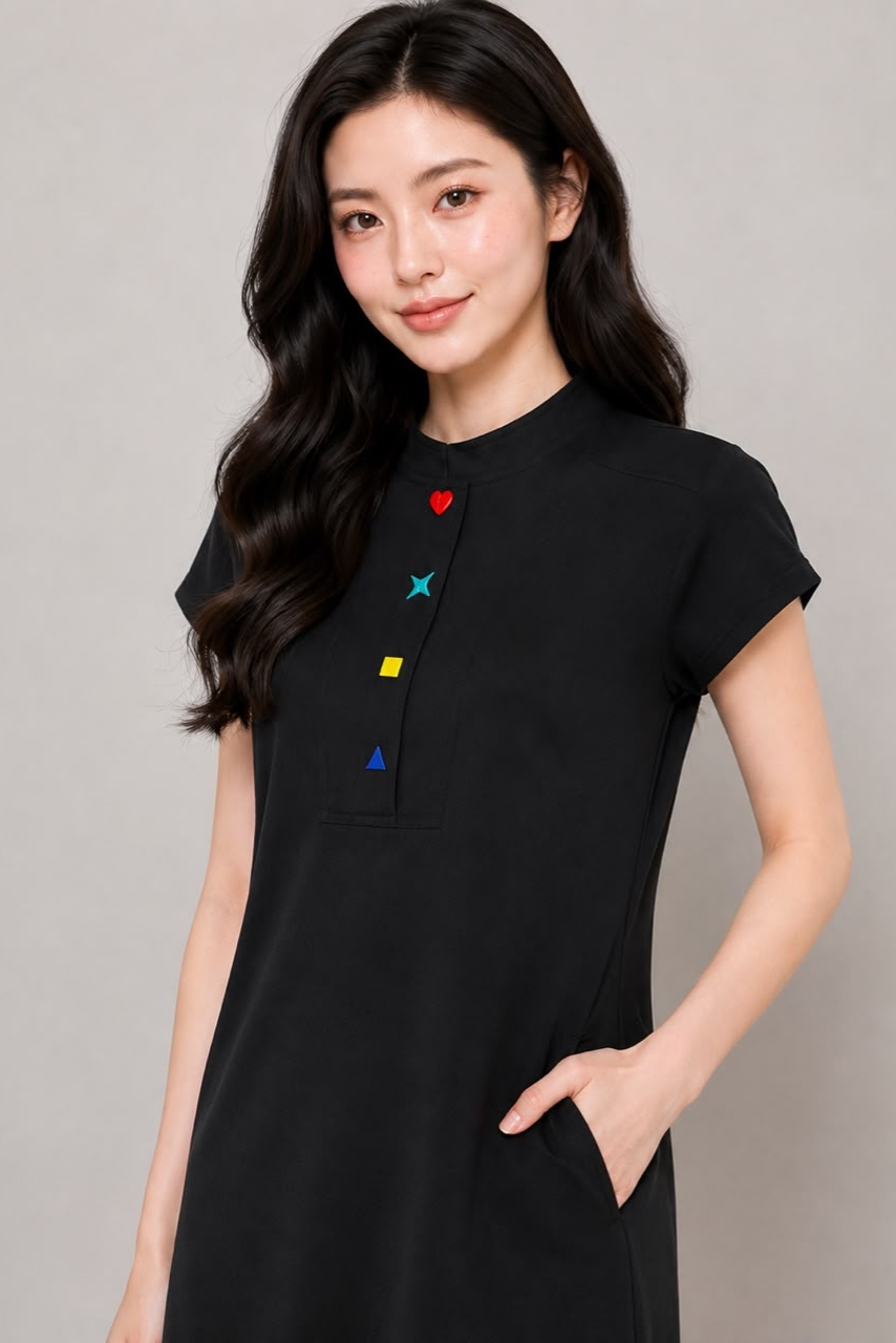 32941 Everyday Ease Embroidered Shift Dress