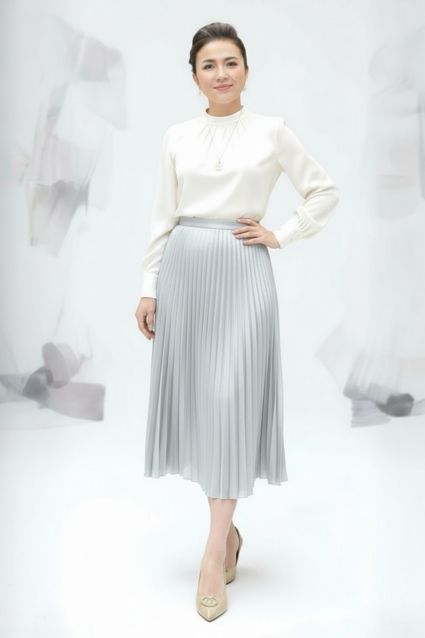 Metallic Pleated Skirt