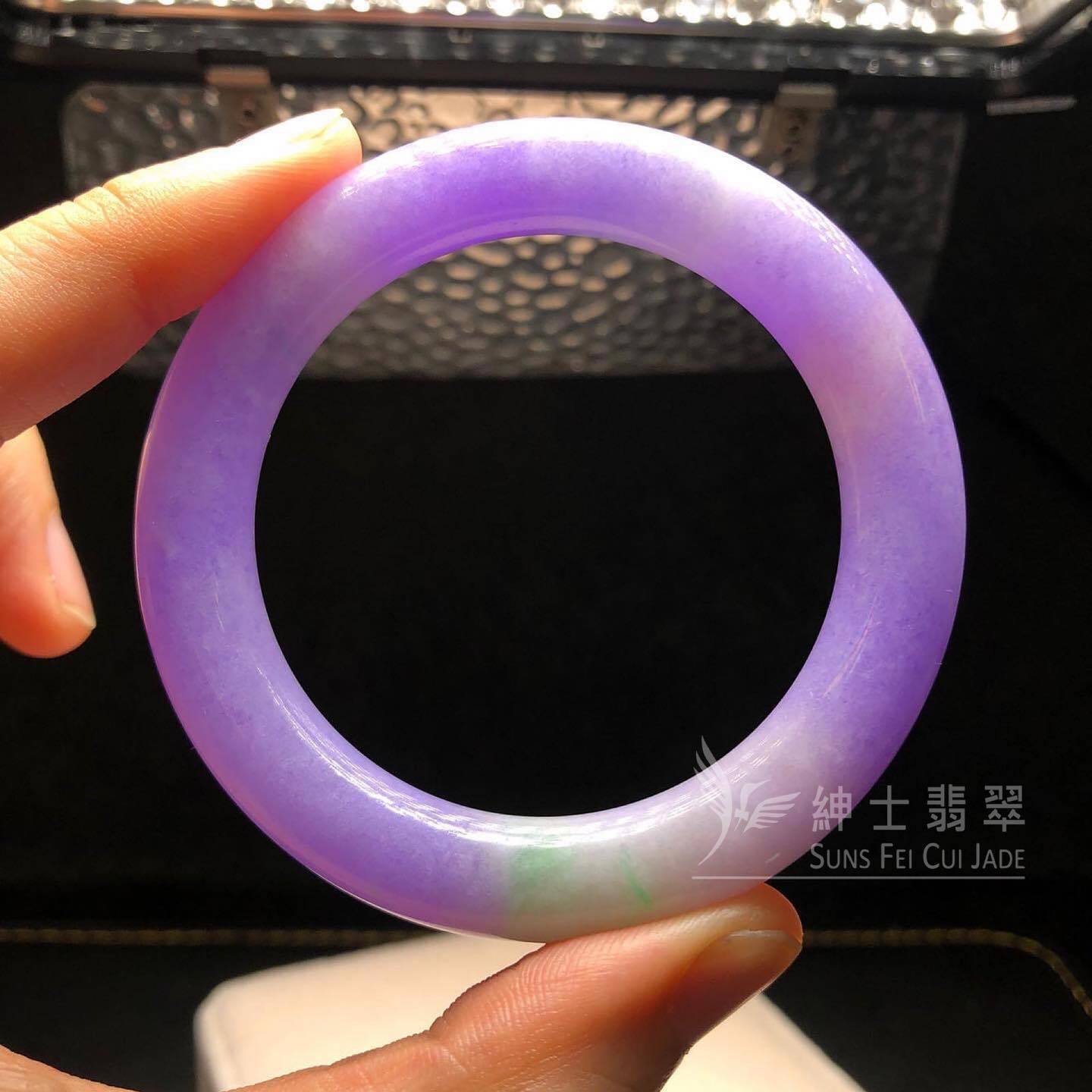 C01750 濃色正紫飄翠圓條手鐲 52.5mm