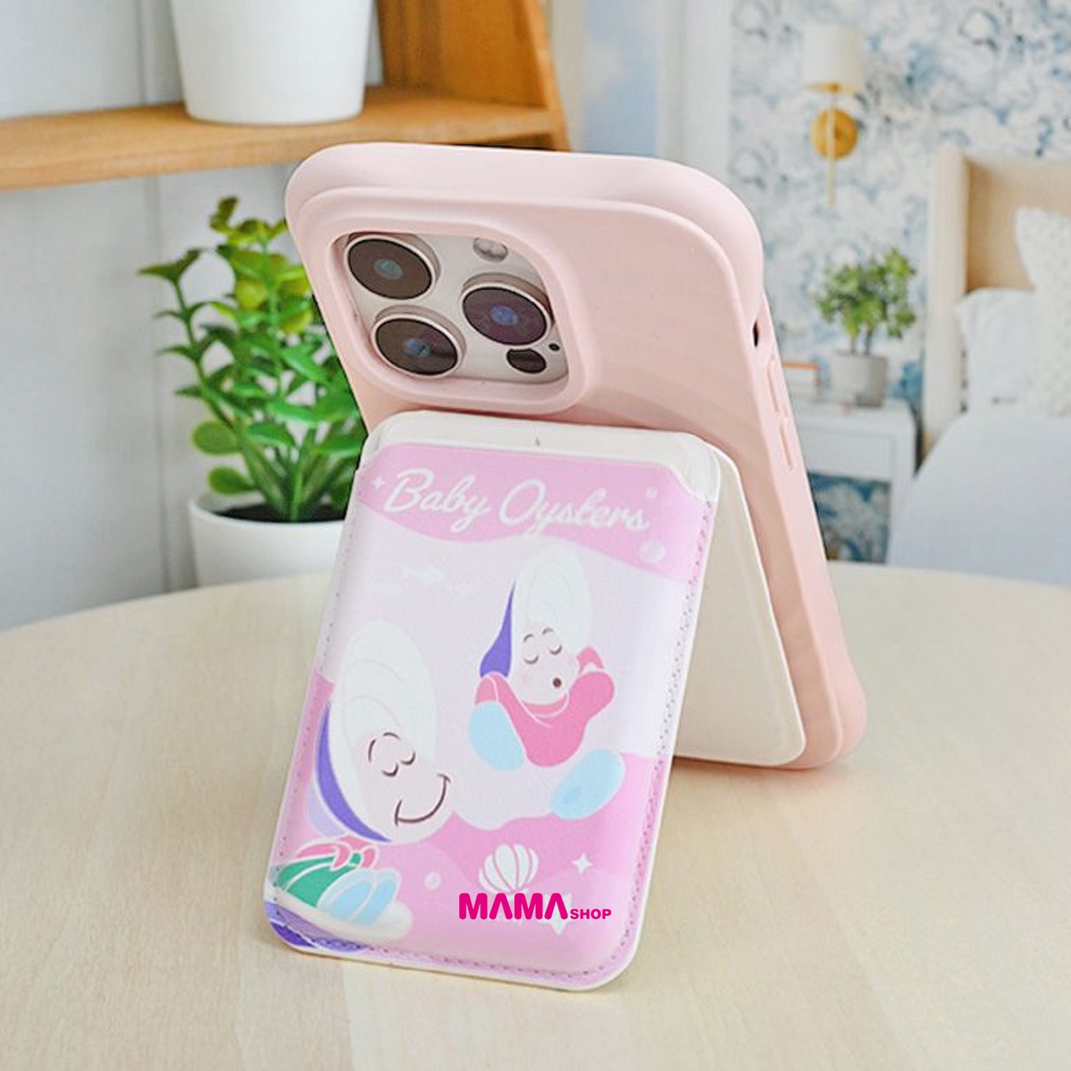 台灣直送愛麗絲夢遊仙境小牡蠣系列磁吸摺疊卡套手機支架